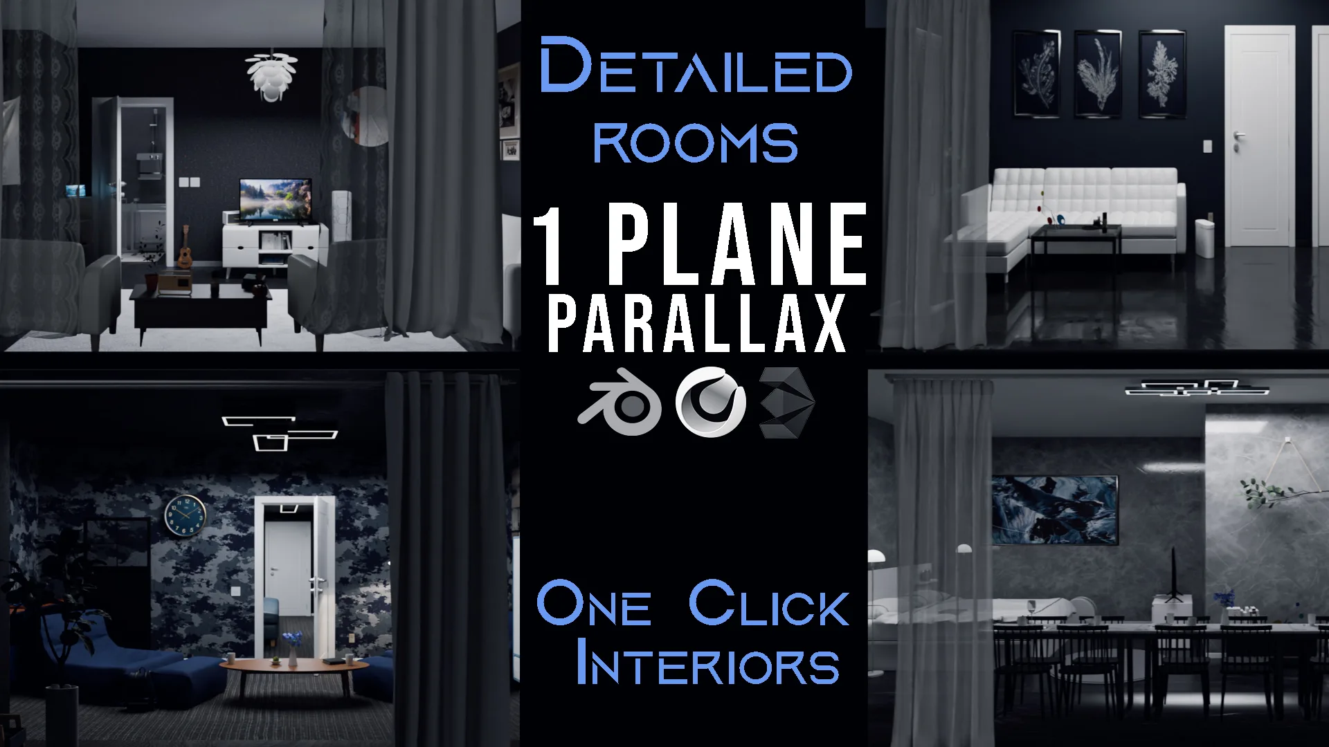 Parallax Detailed Rooms | One Click Interiors | Kpack