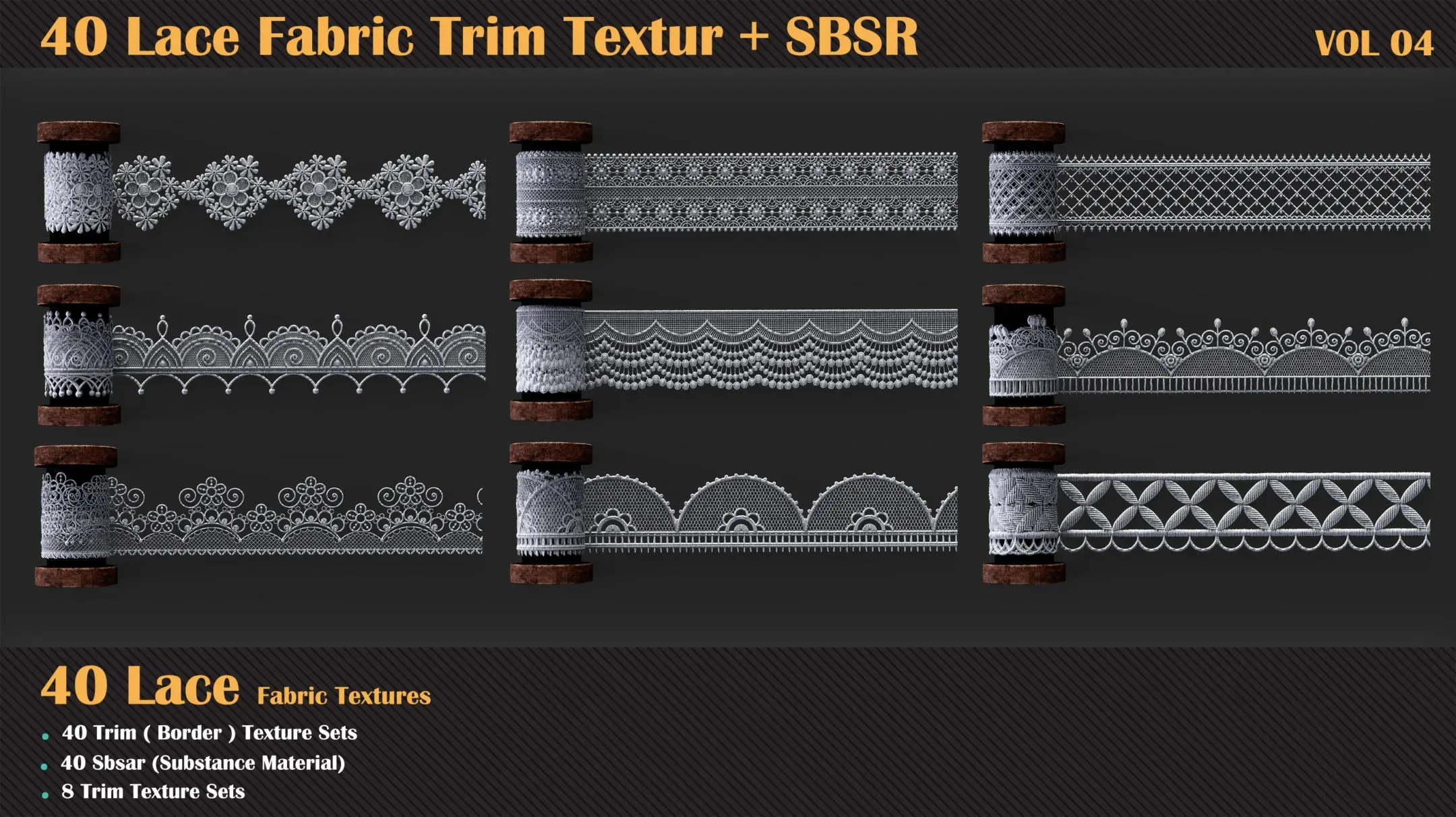 40 Lace Fabric Trim Textur + SBSR - VOL 04