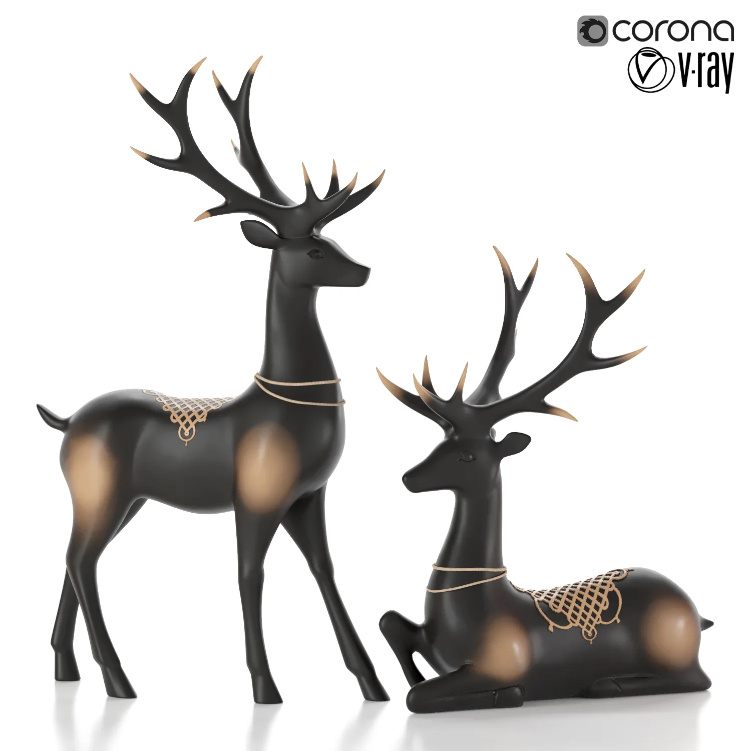 lucky christmas reindeer figurines