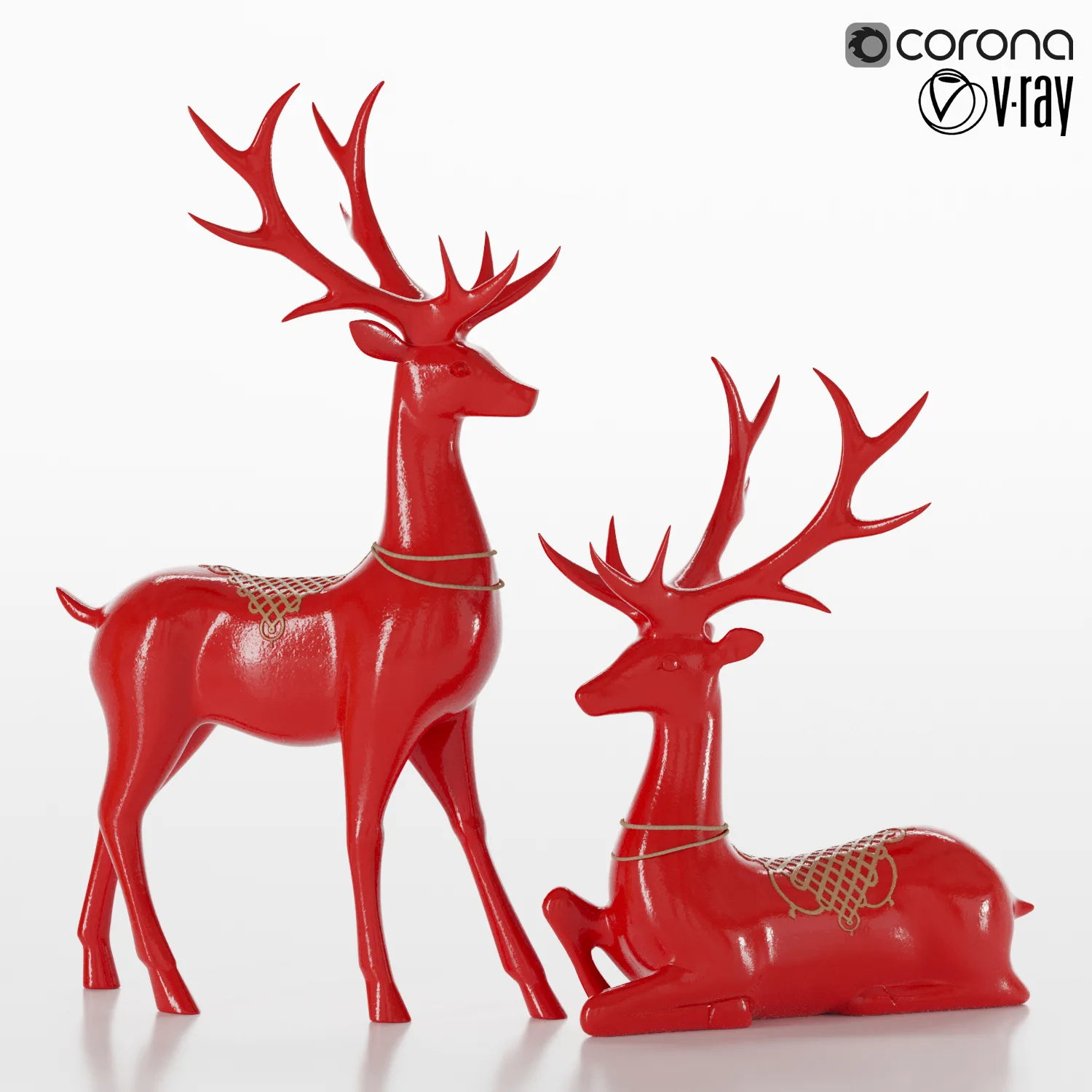 lucky christmas reindeer figurines