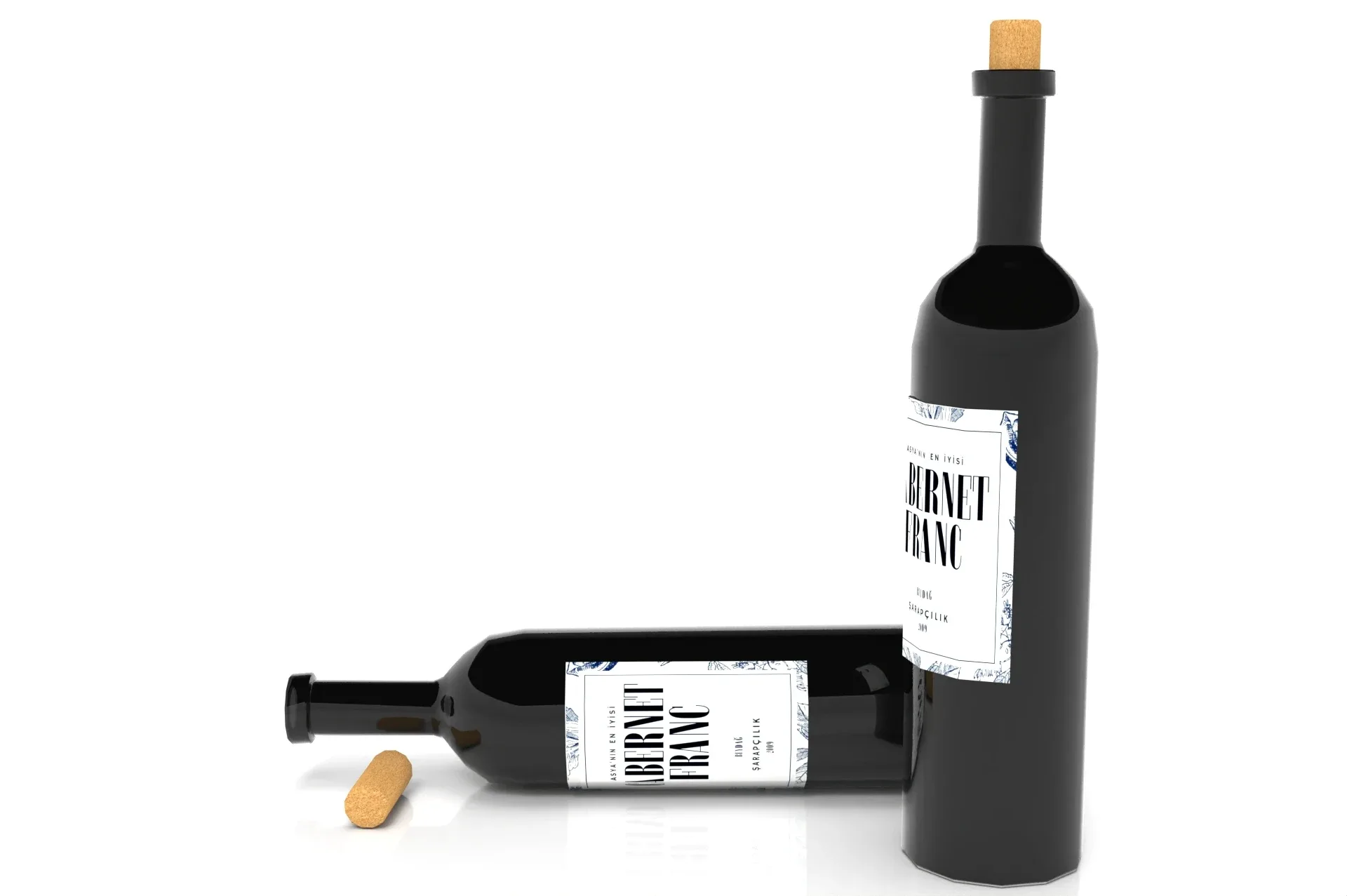 Low Poly Reality Wine Bottle + Label MockUp Tutorial