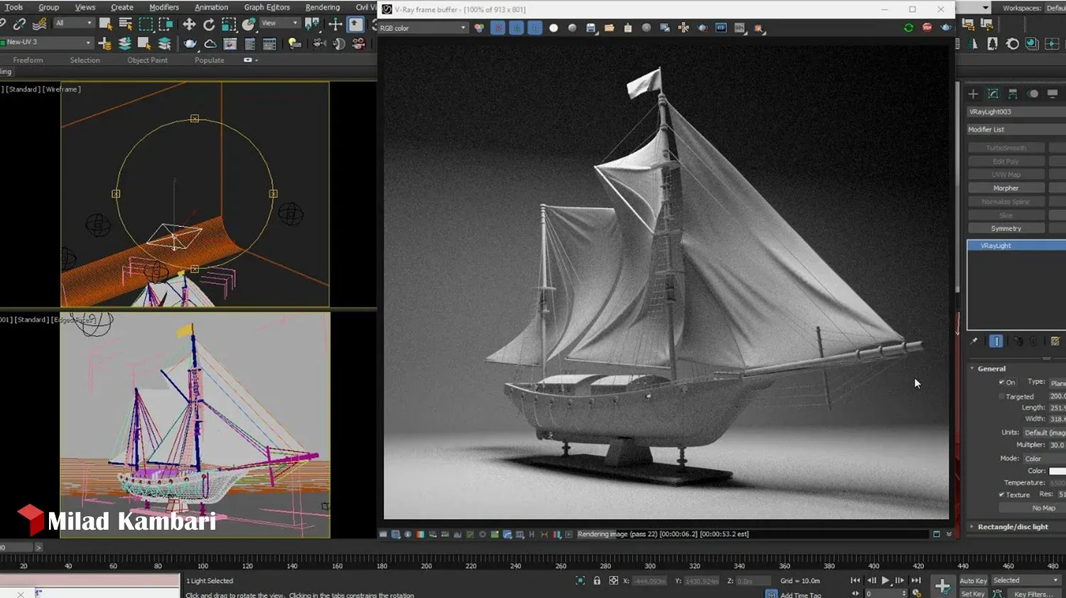 Sailing Boat Tutorial ( Modeling, Texturing, Lighting )