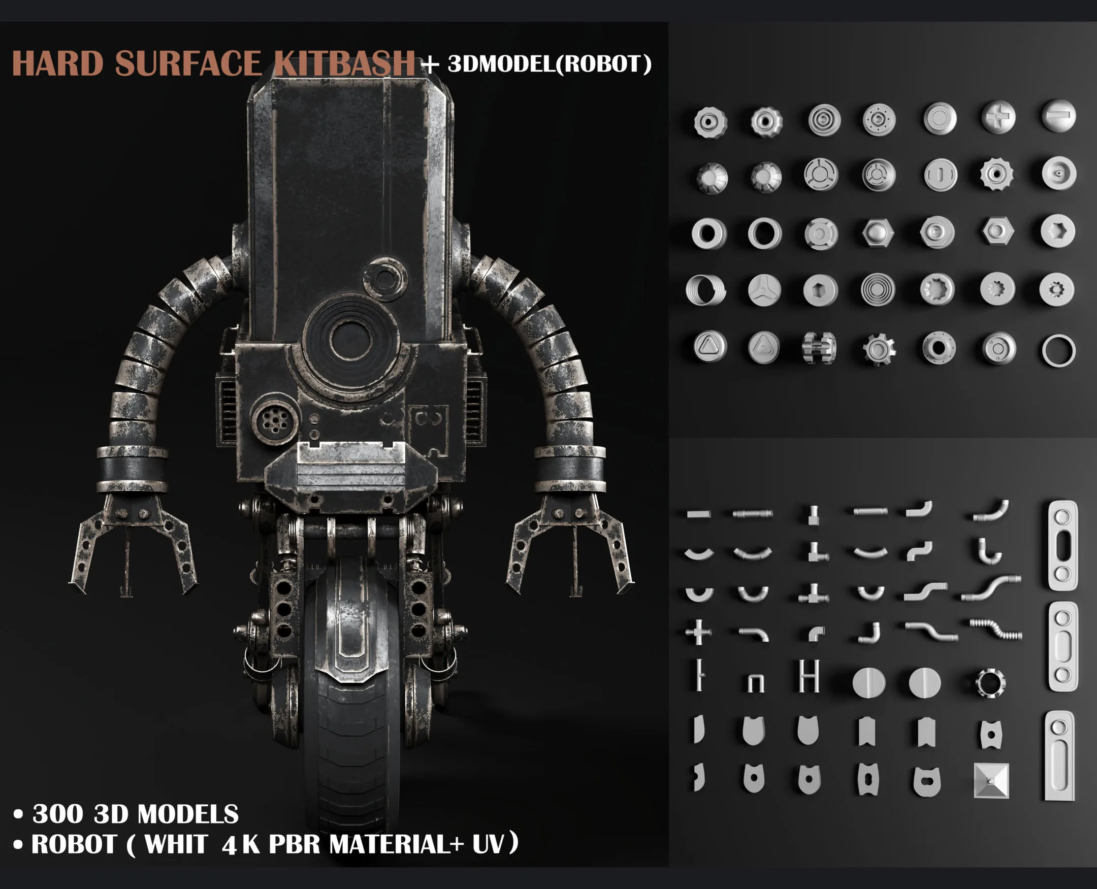 300 HARD SURFACE KITBASH + 3DMODEL ( robot )