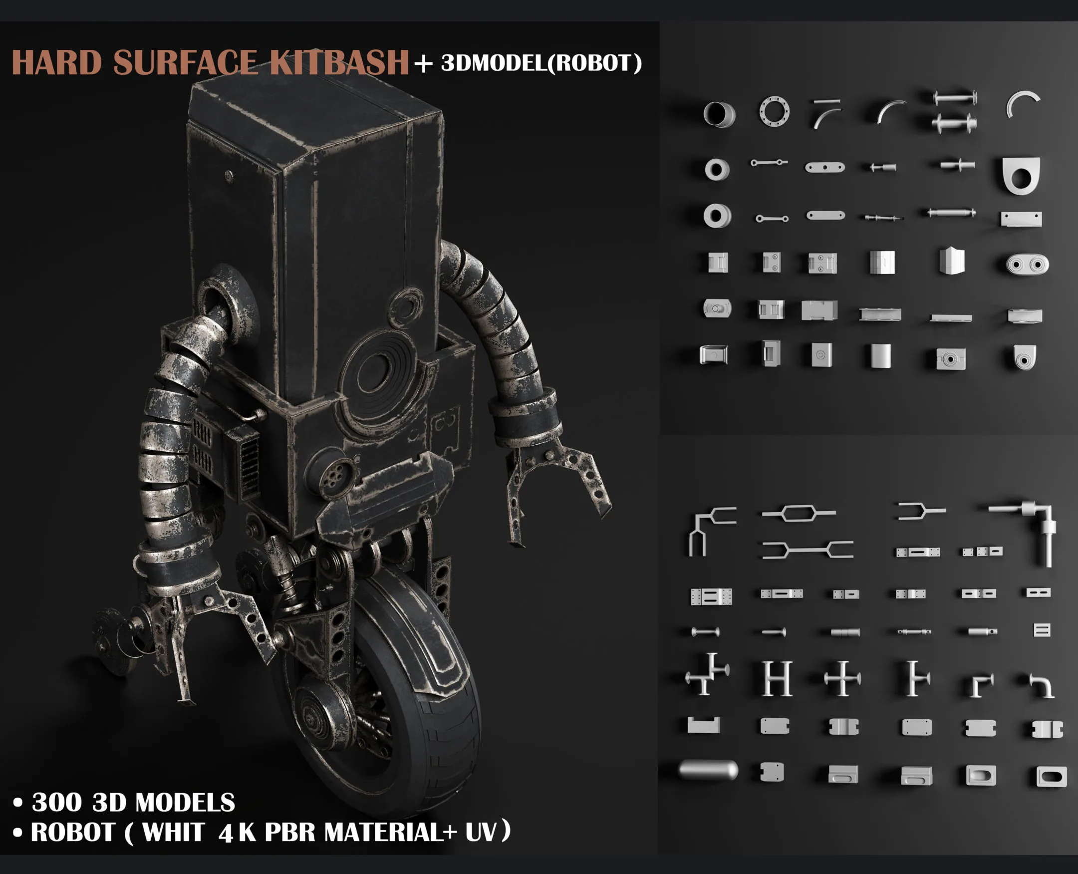 300 HARD SURFACE KITBASH + 3DMODEL ( robot )