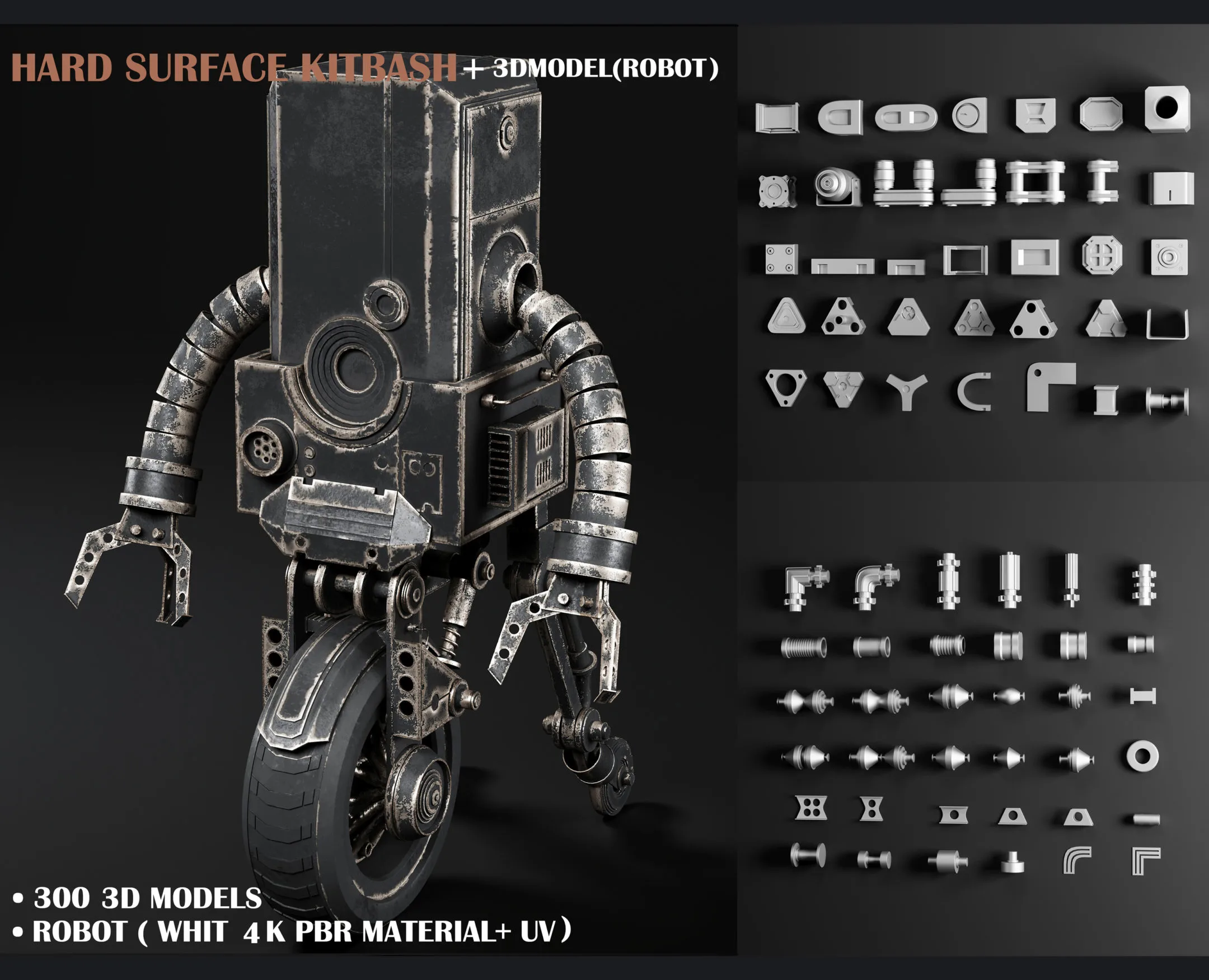 300 HARD SURFACE KITBASH + 3DMODEL ( robot )