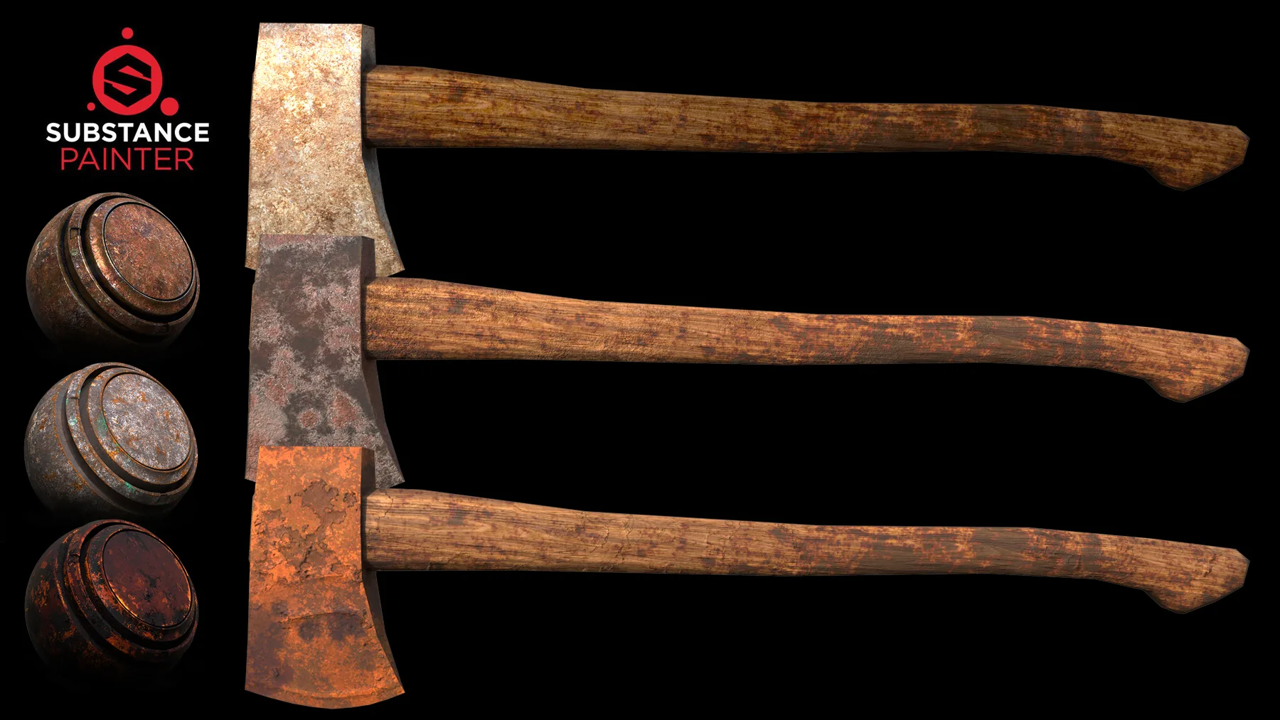 Reality Rust Metal Smart Material + Axe Model+ Pbr 8k Texture