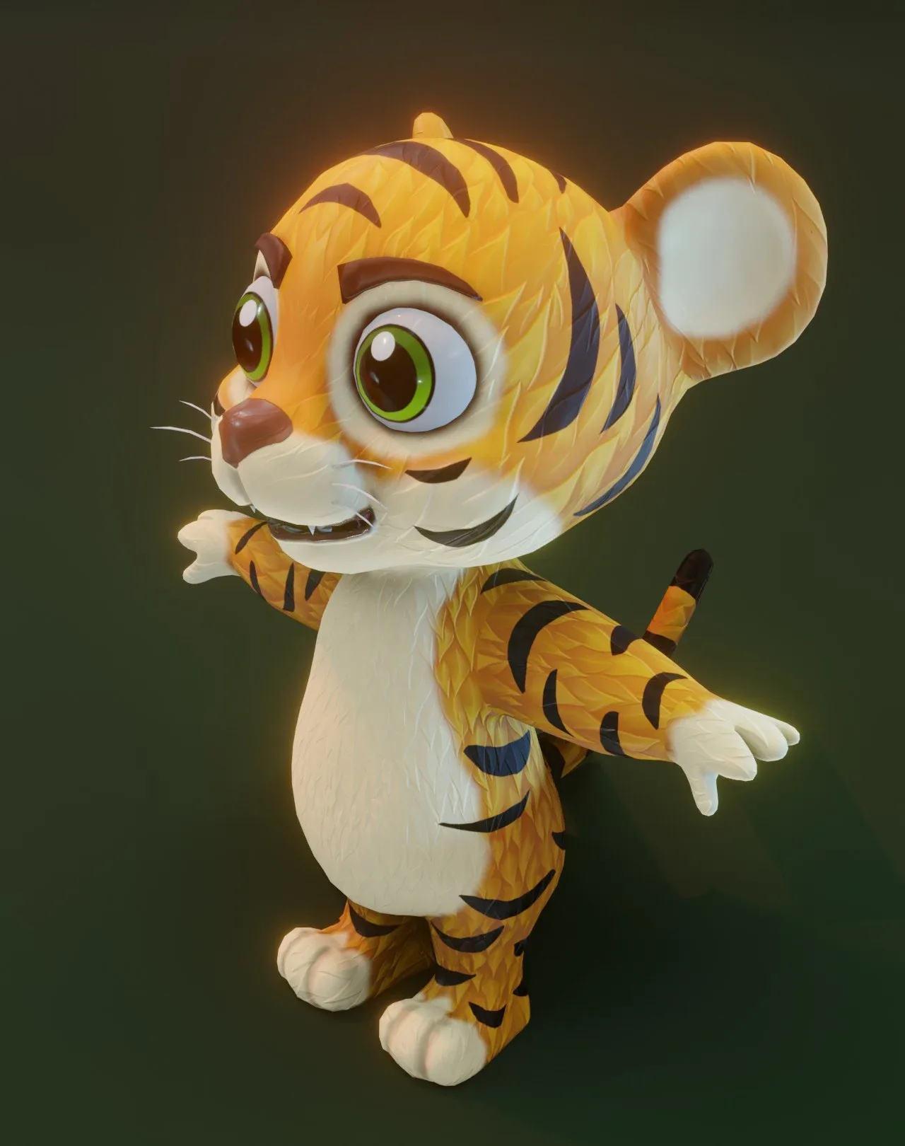 Cartoon Tiger Animated 3D Model