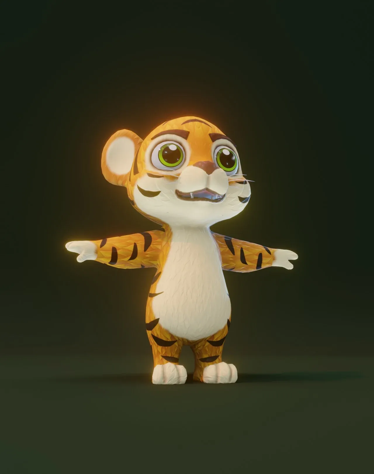 Cartoon Tiger Animated 3D Model