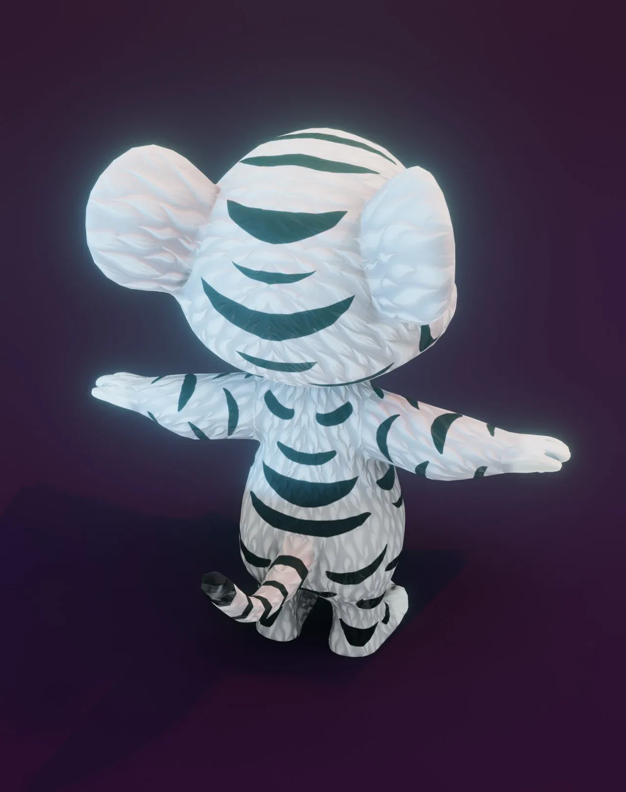 Cartoon White Tiger Animated 3D Model