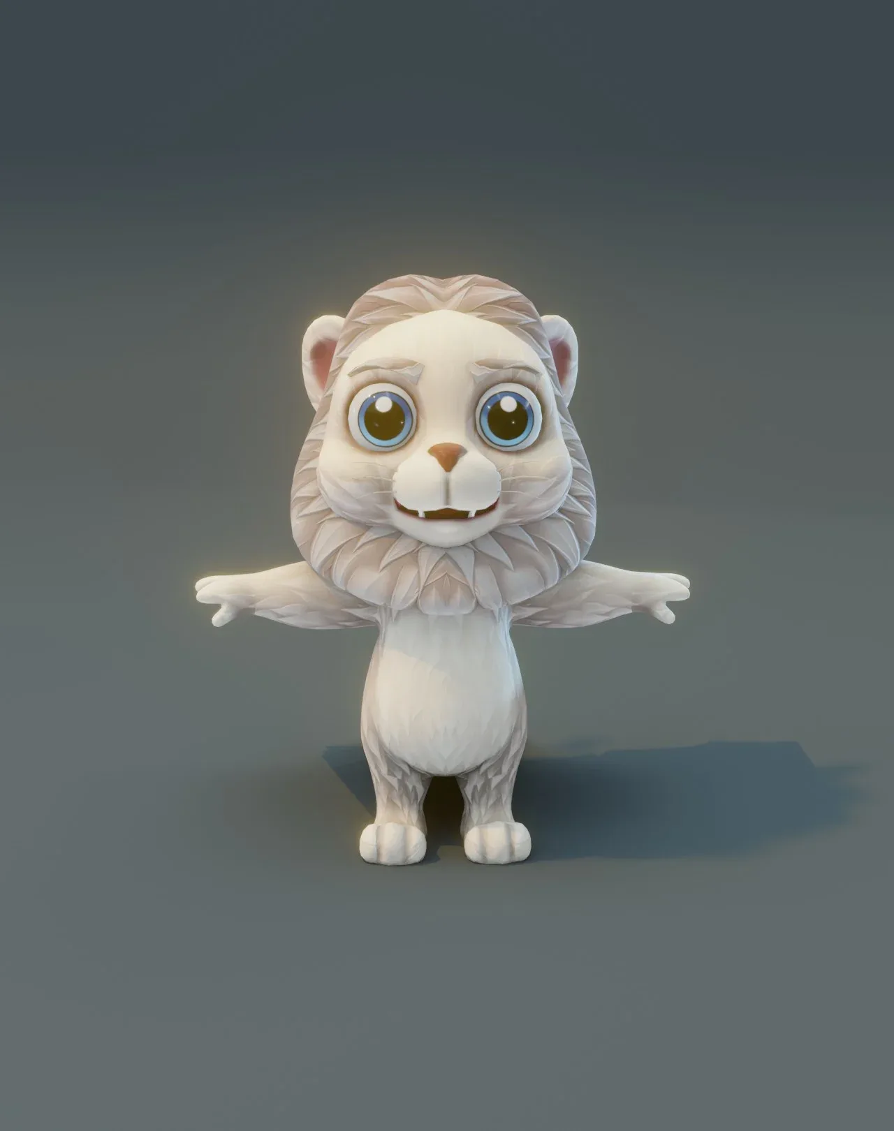 Cartoon White Lion Animated 3D Model