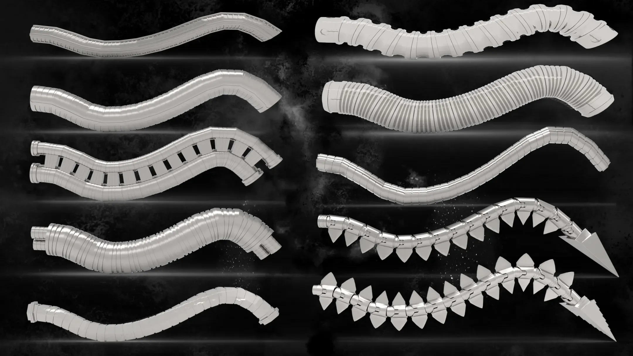 20 Zbrush Alien And SciFi Curve Brush Kit - VOL 01