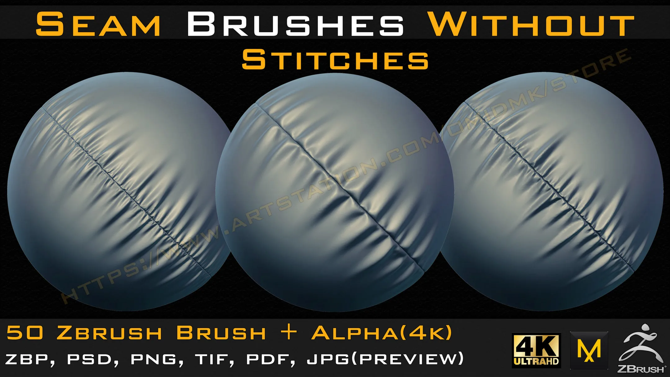 50 Seam Brushes Without Stitches (4k)+Alpha -Vol 02