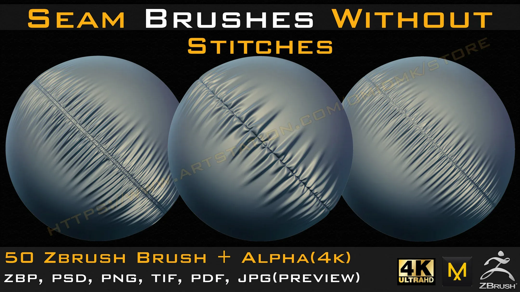 50 Seam Brushes Without Stitches (4k)+Alpha -Vol 02