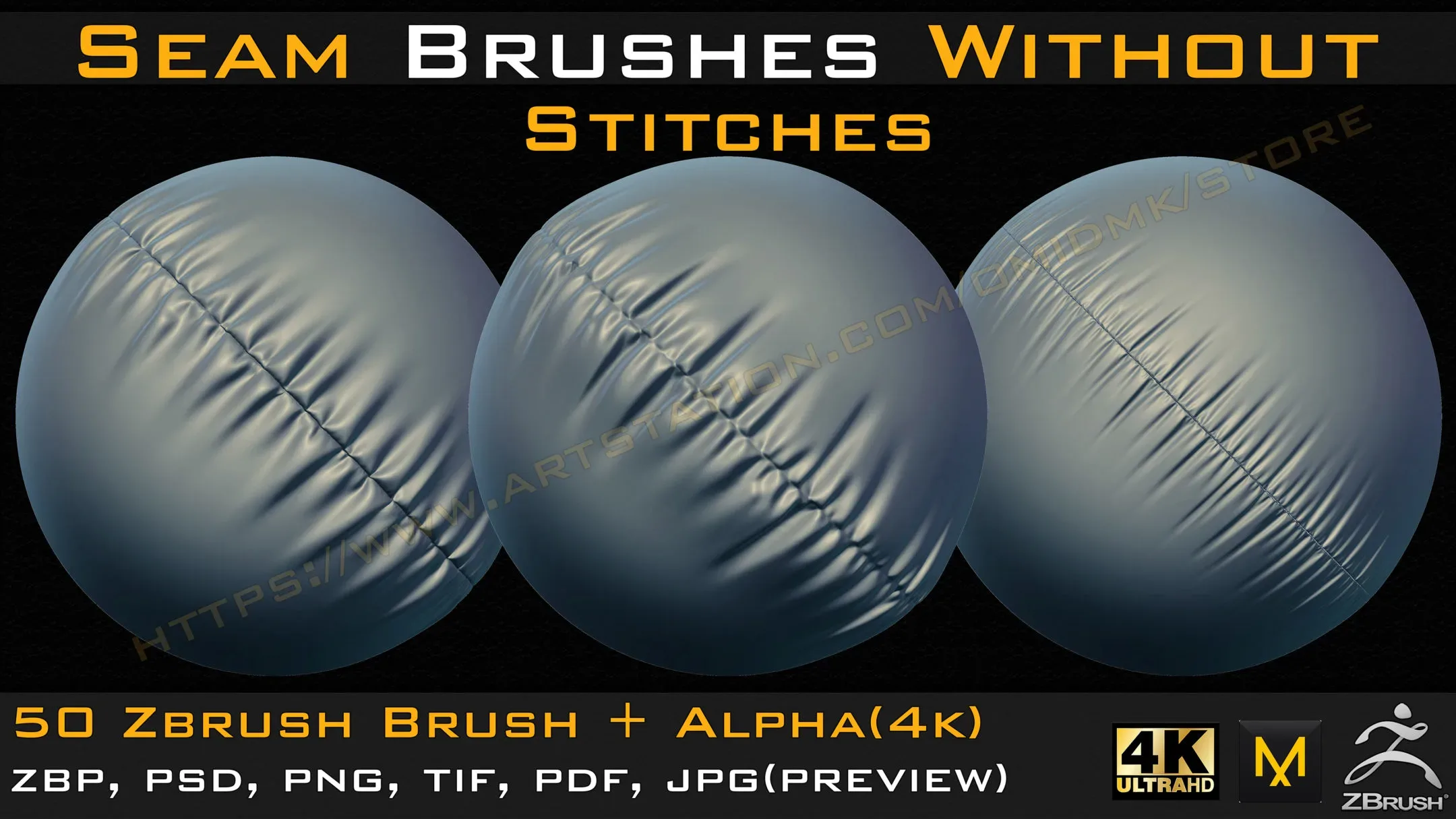 50 Seam Brushes Without Stitches (4k)+Alpha -Vol 02