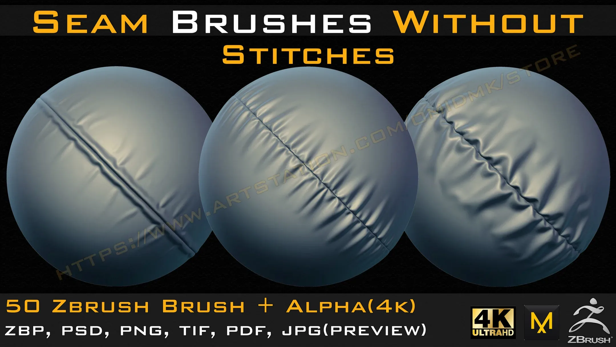 50 Seam Brushes Without Stitches (4k)+Alpha -Vol 02