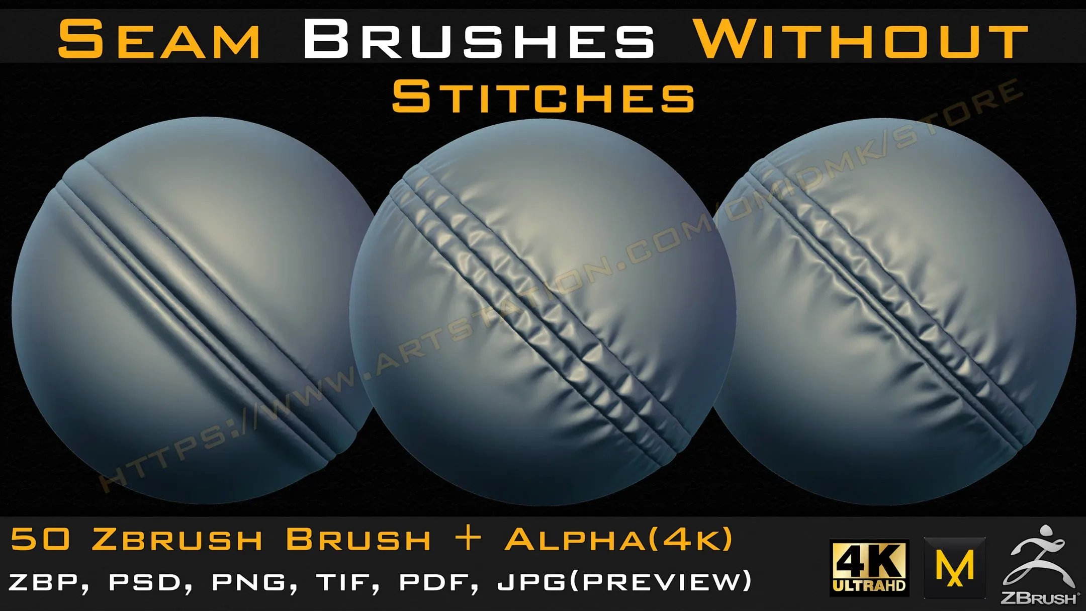 50 Seam Brushes Without Stitches (4k)+Alpha -Vol 02