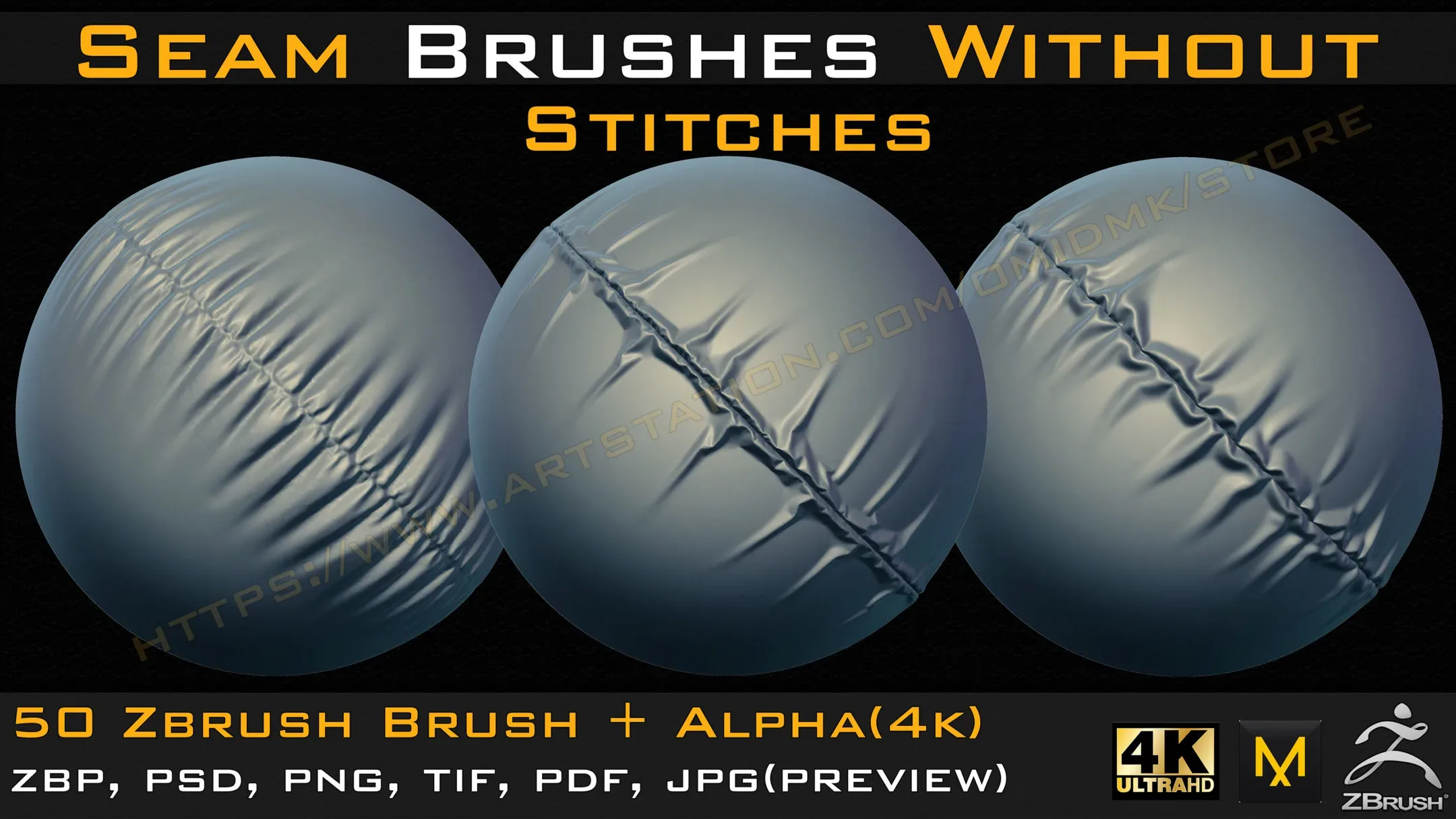 50 Seam Brushes Without Stitches (4k)+Alpha -Vol 02