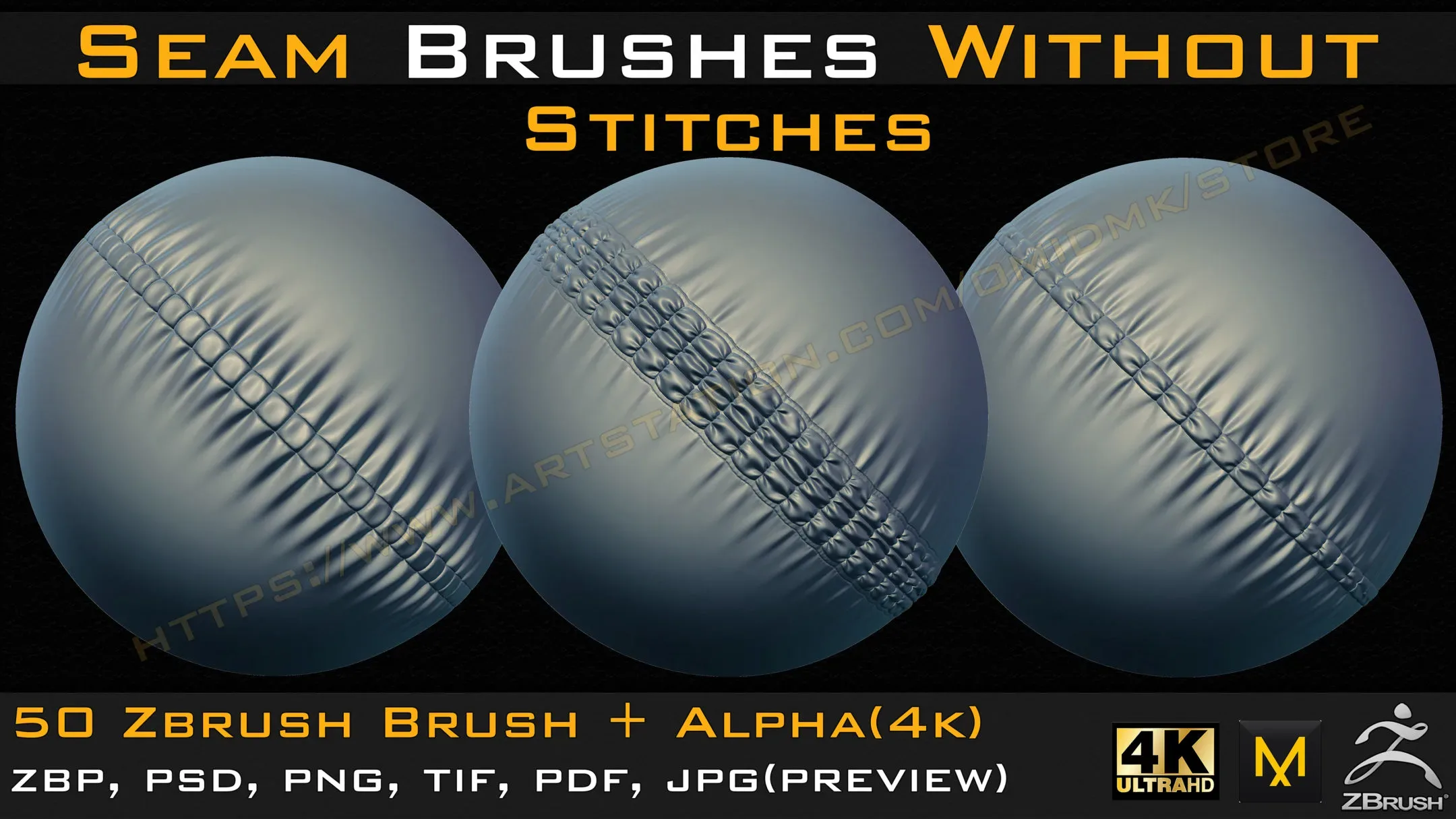 50 Seam Brushes Without Stitches (4k)+Alpha -Vol 02