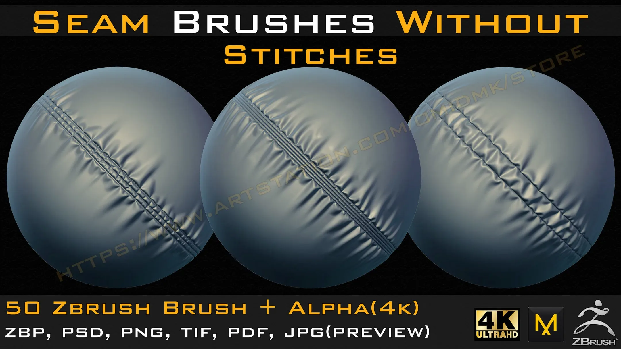 50 Seam Brushes Without Stitches (4k)+Alpha -Vol 02