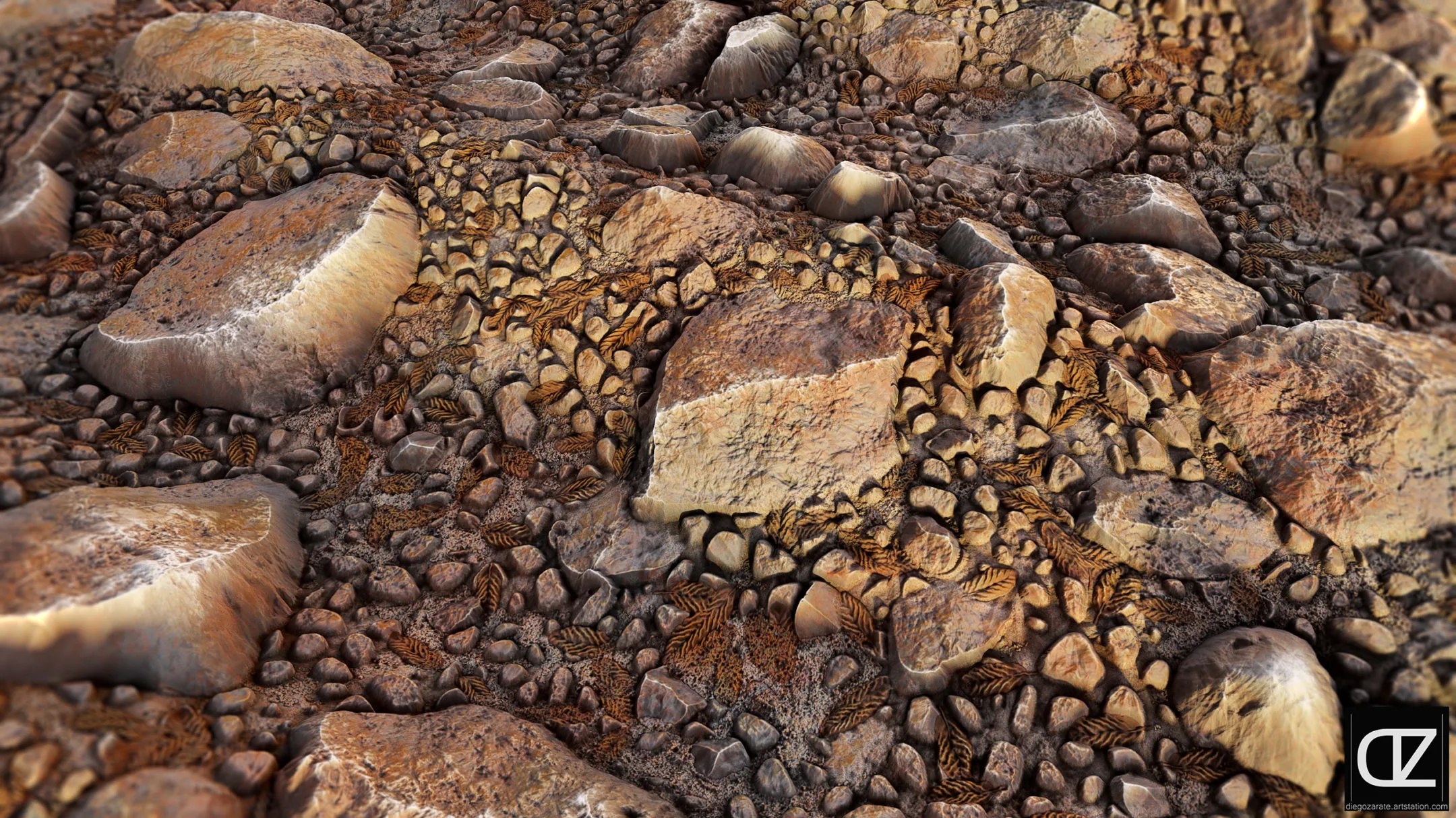 PBR - SOIL , GROUND OF ROCKS, LEAVES AND MUD- 4K MATERIAL