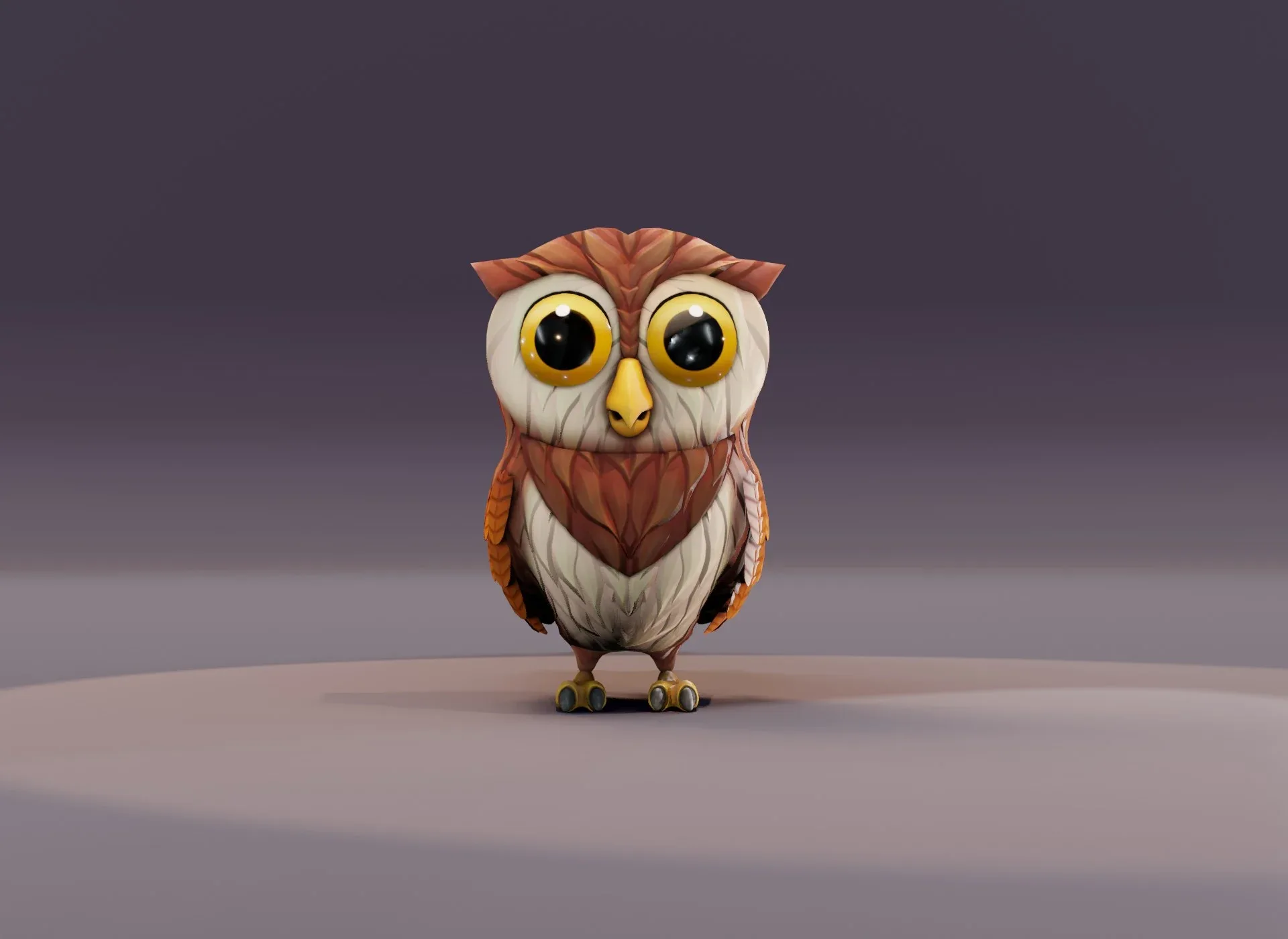 Cartoon Owl Animated 3D Model