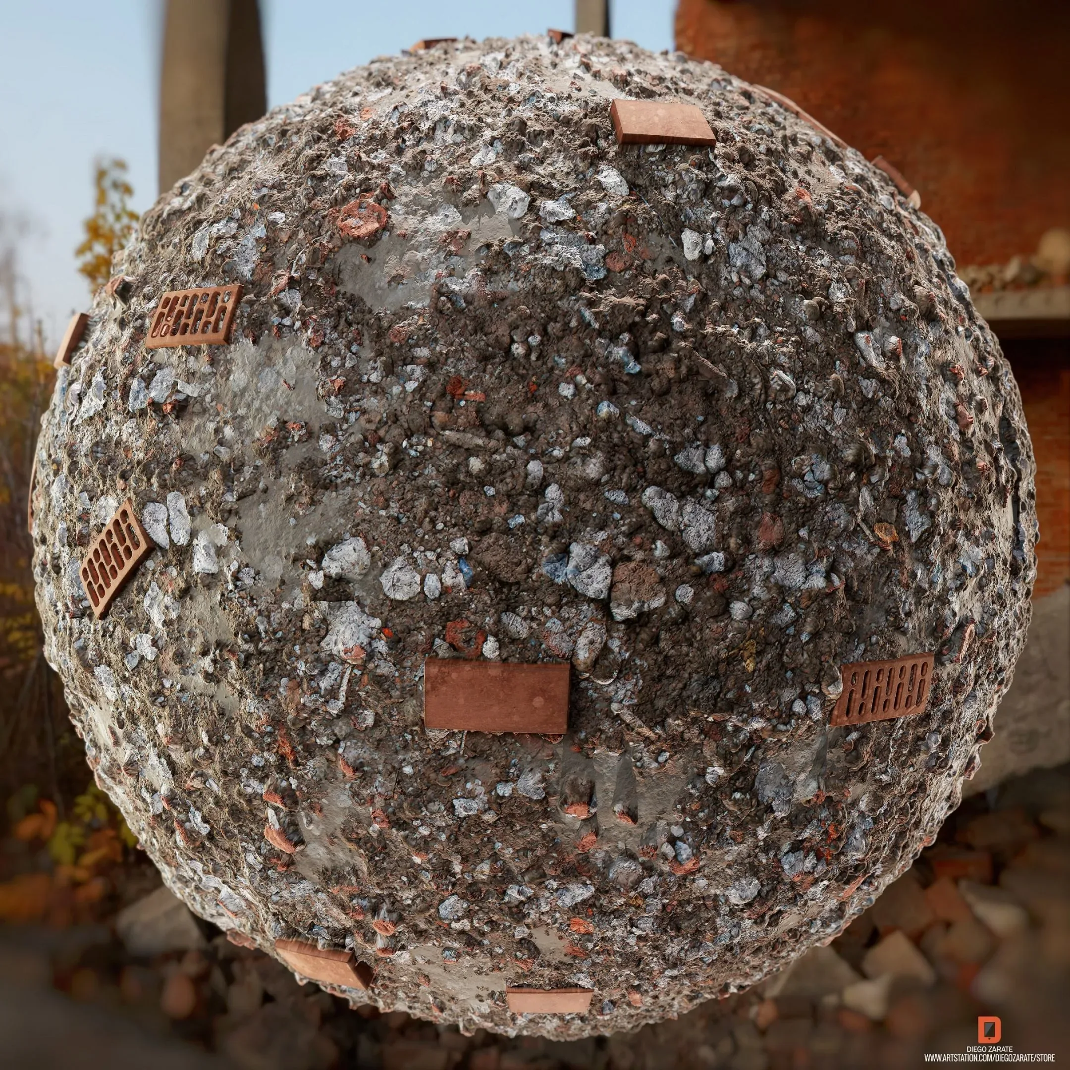 PBR - DEBRIS, BRICKS, CEMENT, DIRT, SOIL - 4K MATERIAL