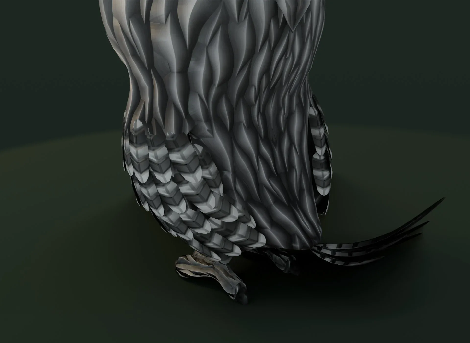 Cartoon Grey Owl Animated 3D Model