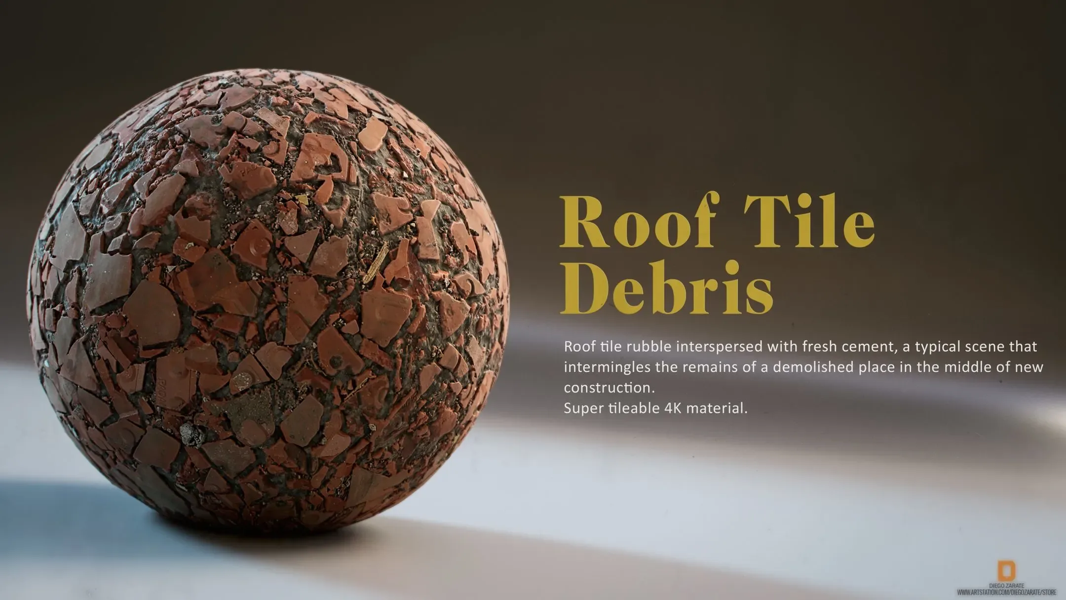 PBR - DEBRIS, ROOF TILE, SOIL, RUBBLE - 4K MATERIAL