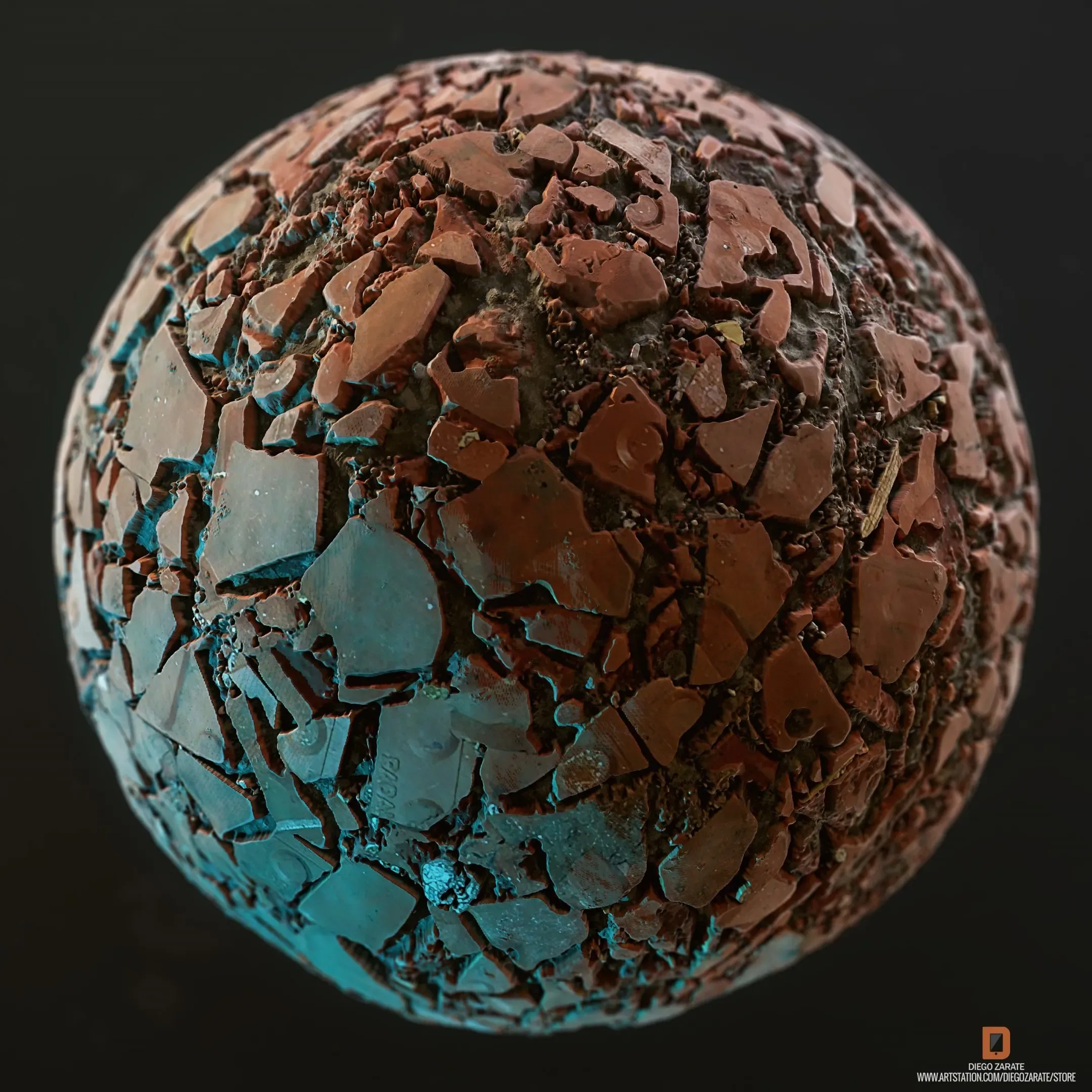 PBR - DEBRIS, ROOF TILE, SOIL, RUBBLE - 4K MATERIAL