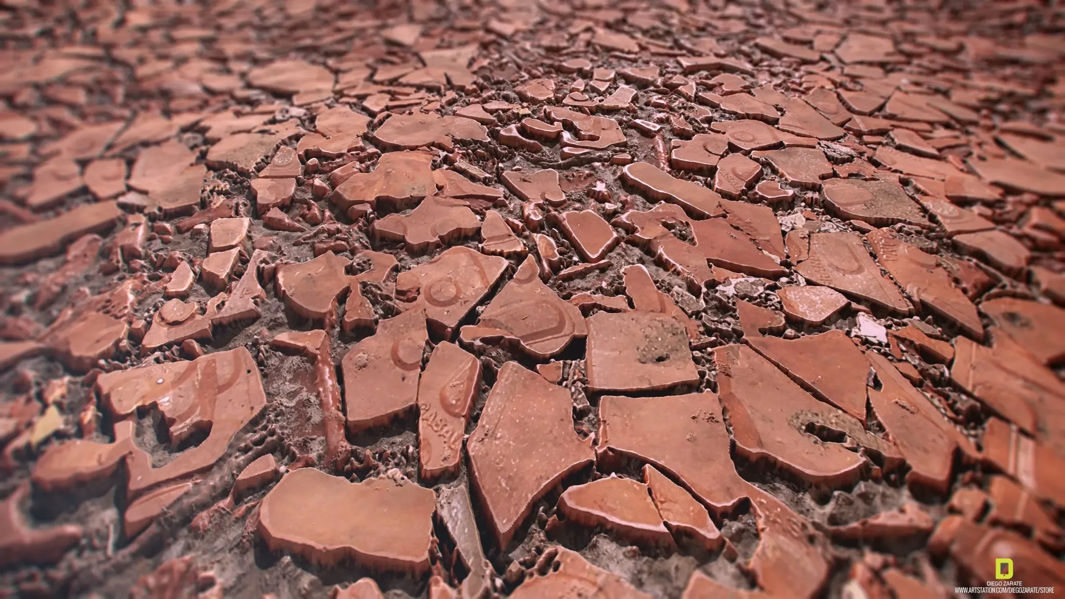 PBR - DEBRIS, ROOF TILE, SOIL, RUBBLE - 4K MATERIAL