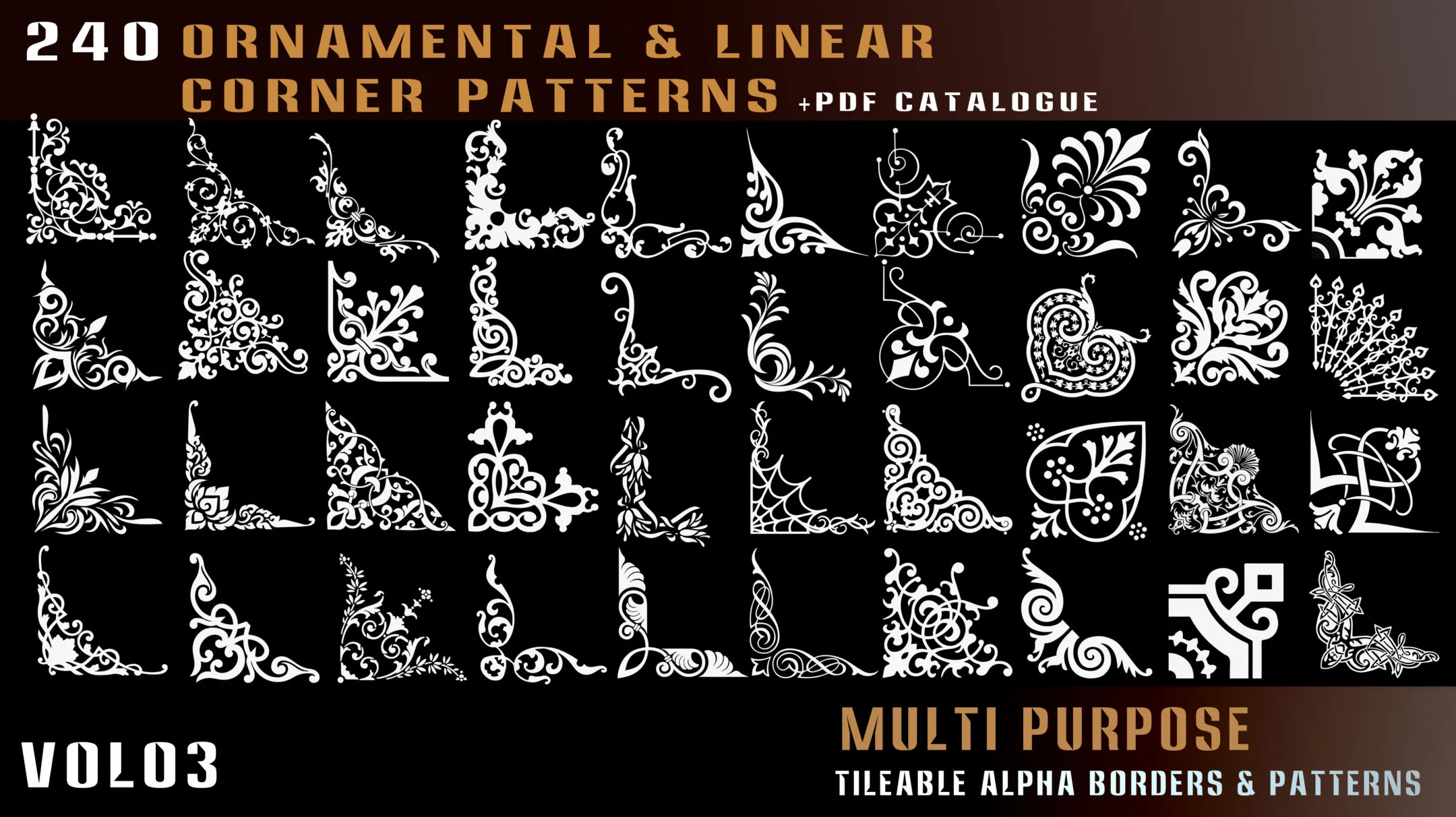 240 ornamental and linear corner patterns alpha-vol 03