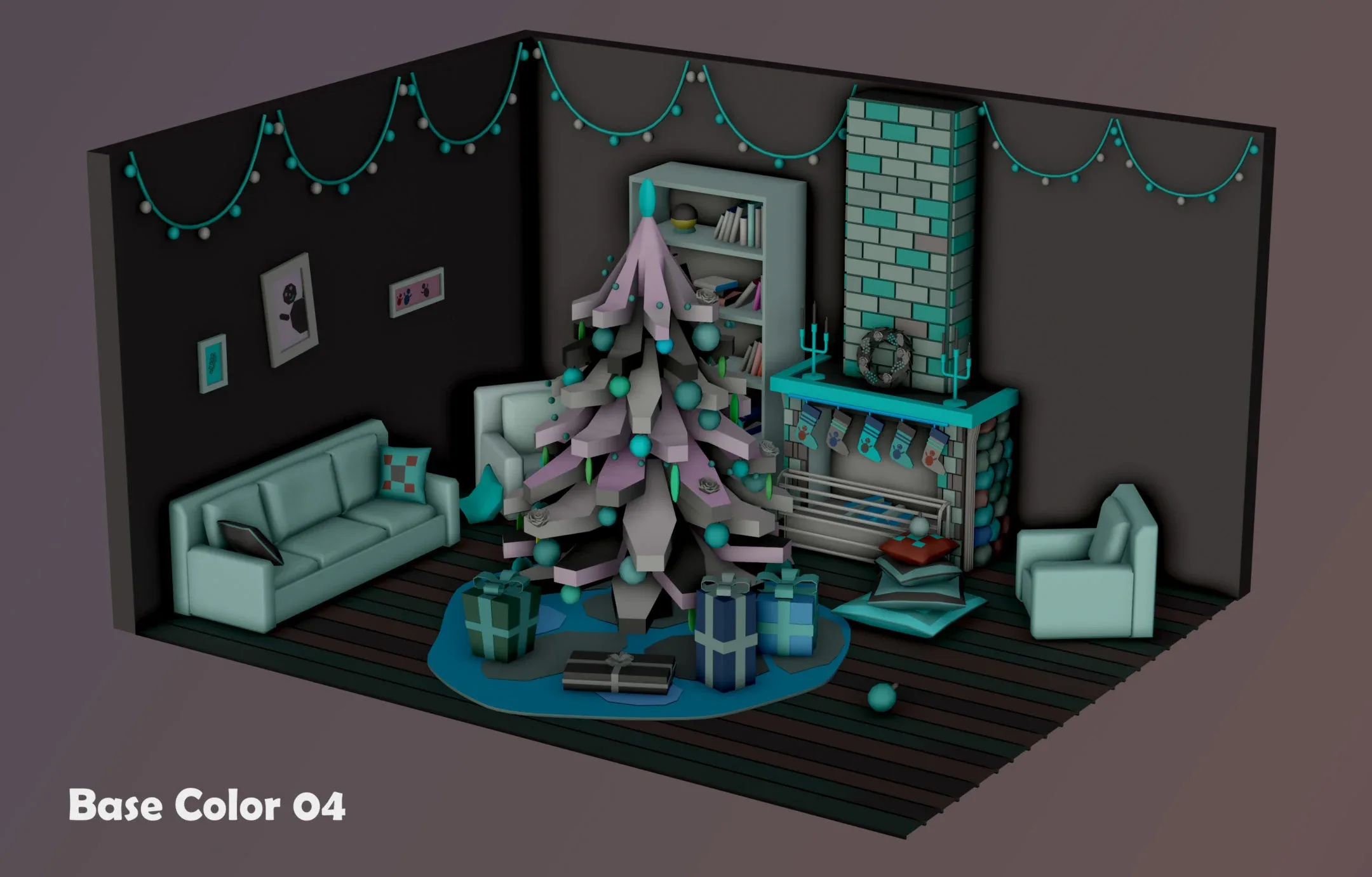 Christmas Living Room - 12 colors Low-poly