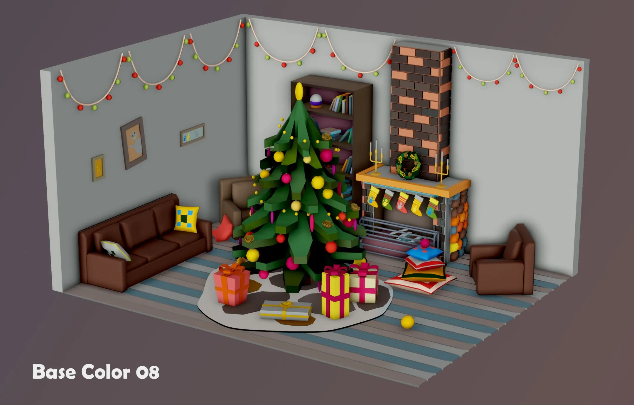 Christmas Living Room - 12 colors Low-poly