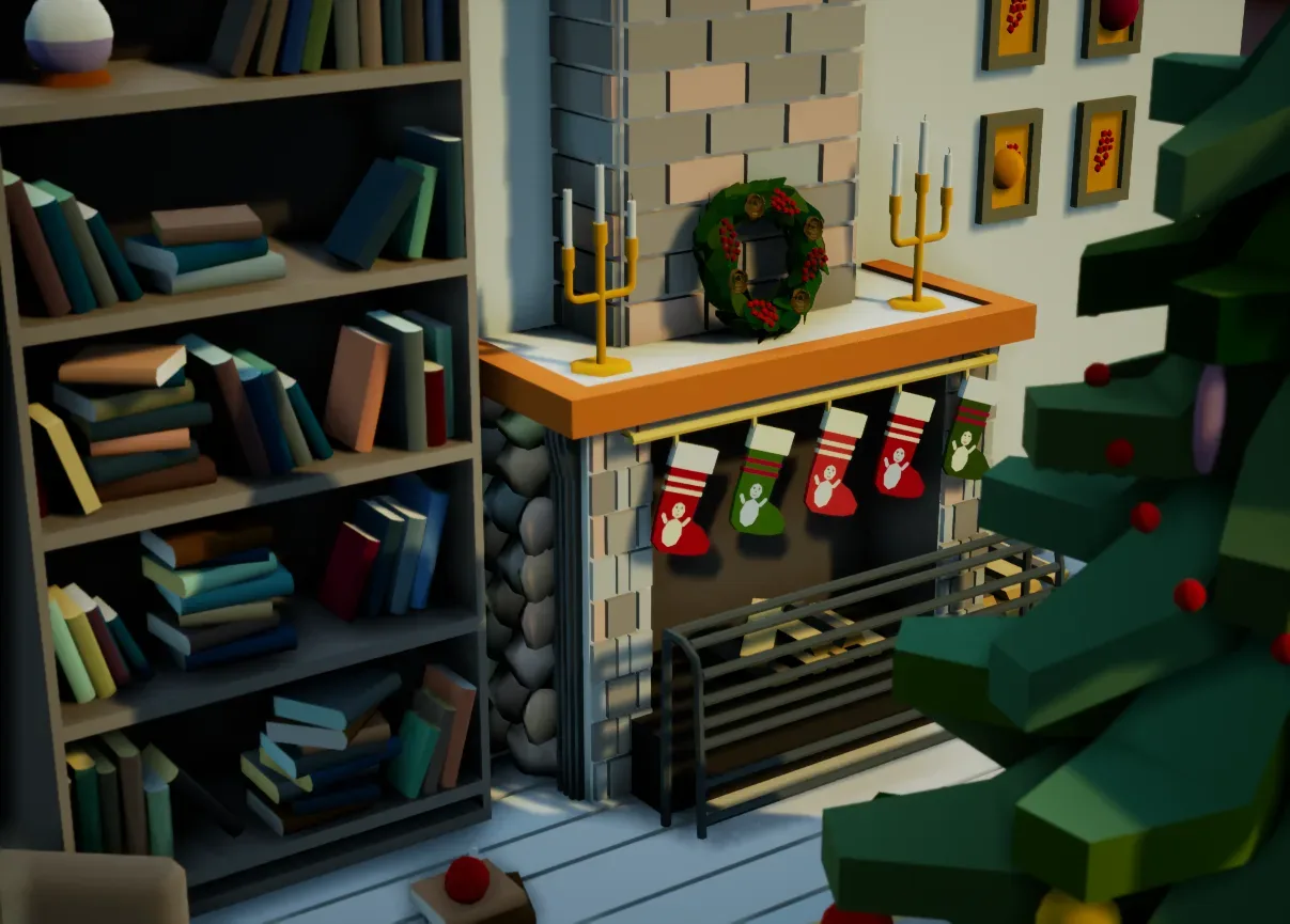 Christmas Living Room - 12 colors Low-poly