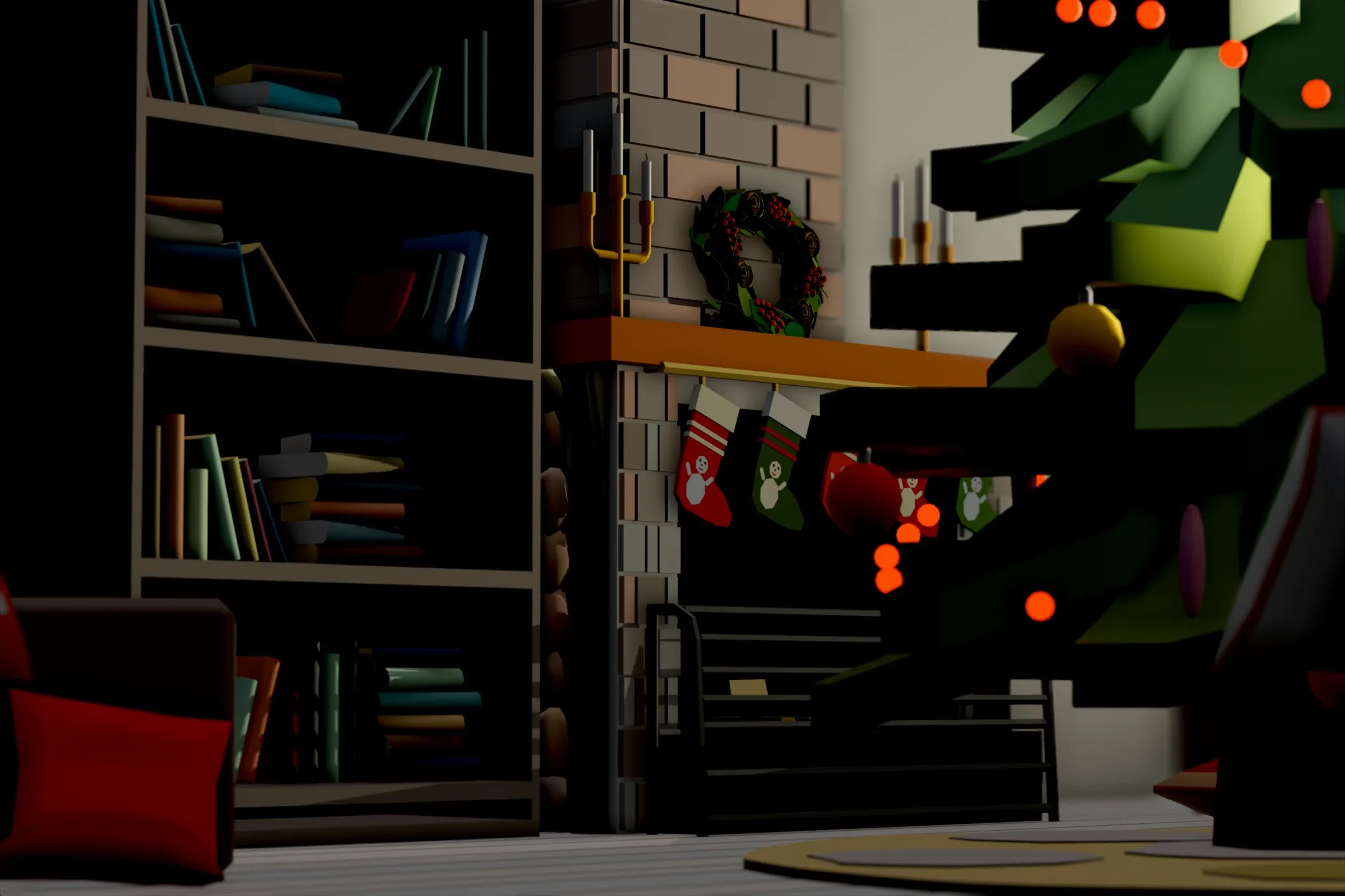 Christmas Living Room - 12 colors Low-poly