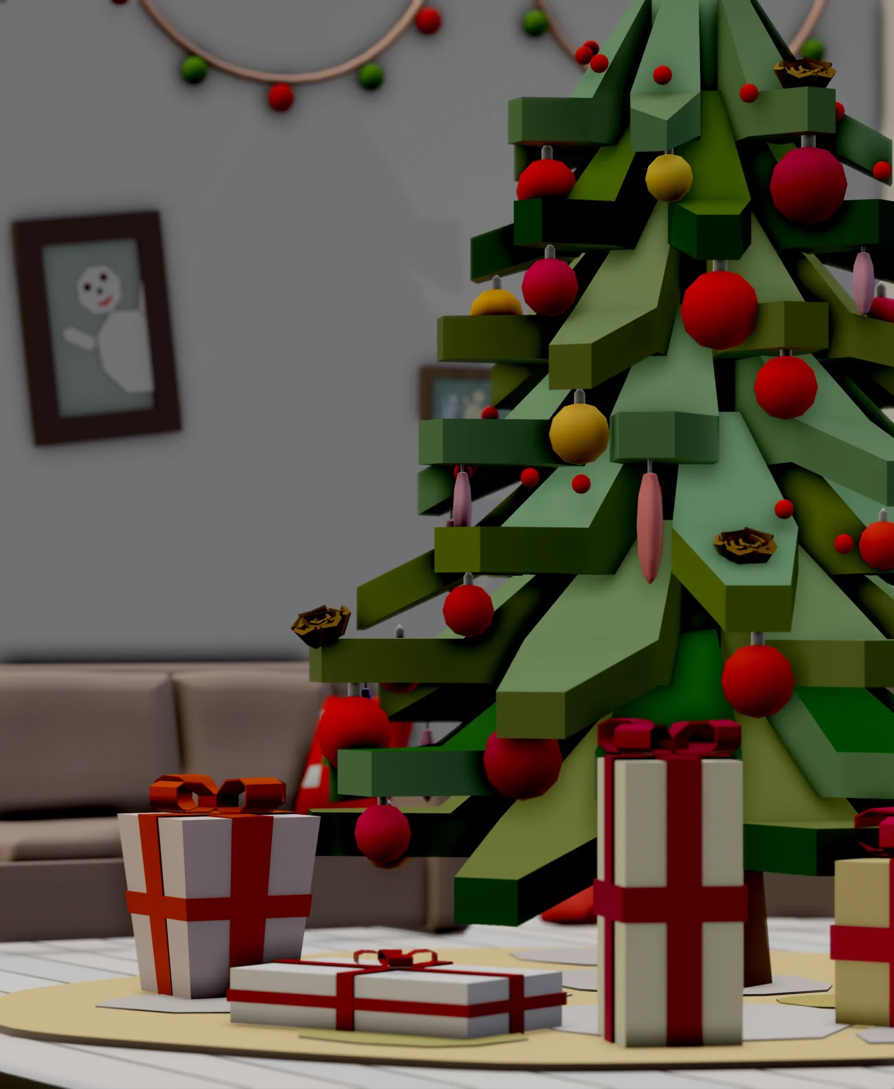 Christmas Living Room - 12 colors Low-poly