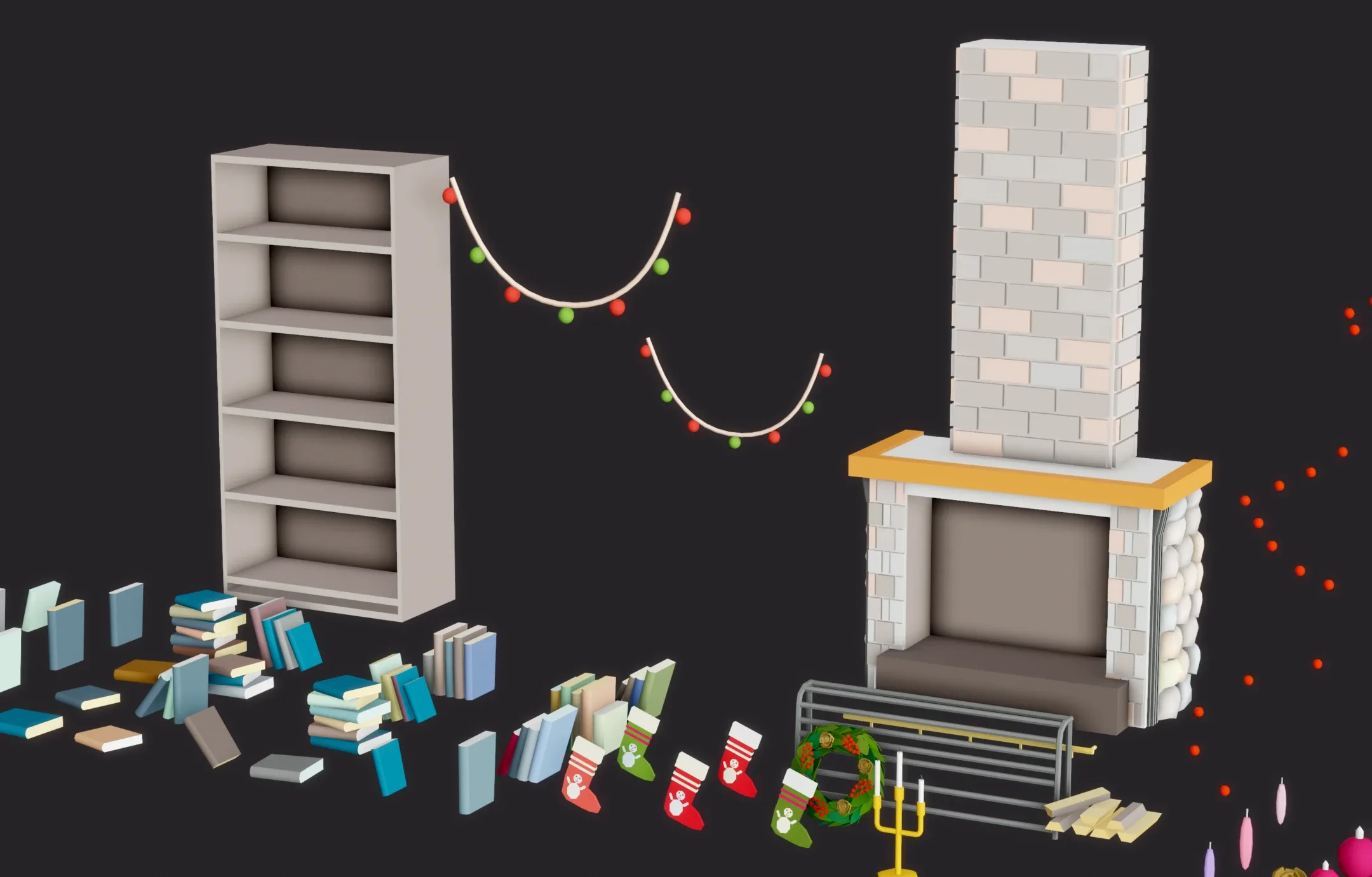 Christmas Living Room - 12 colors Low-poly