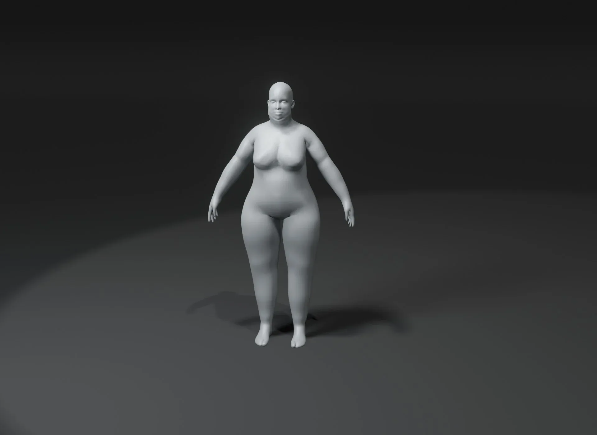 Female Body Fat Base Mesh 3D Model 10k Polygons