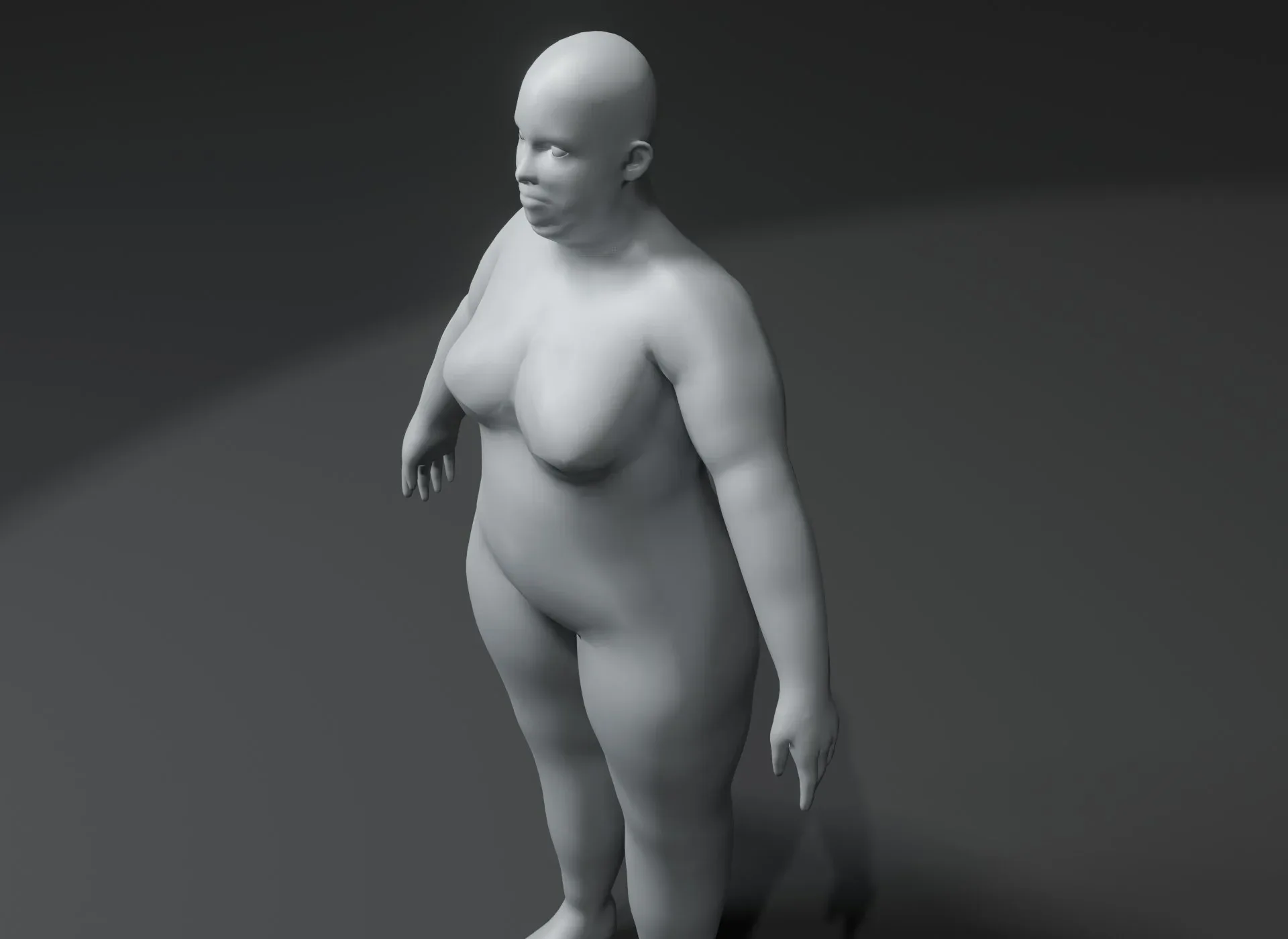 Female Body Fat Base Mesh 3D Model 10k Polygons