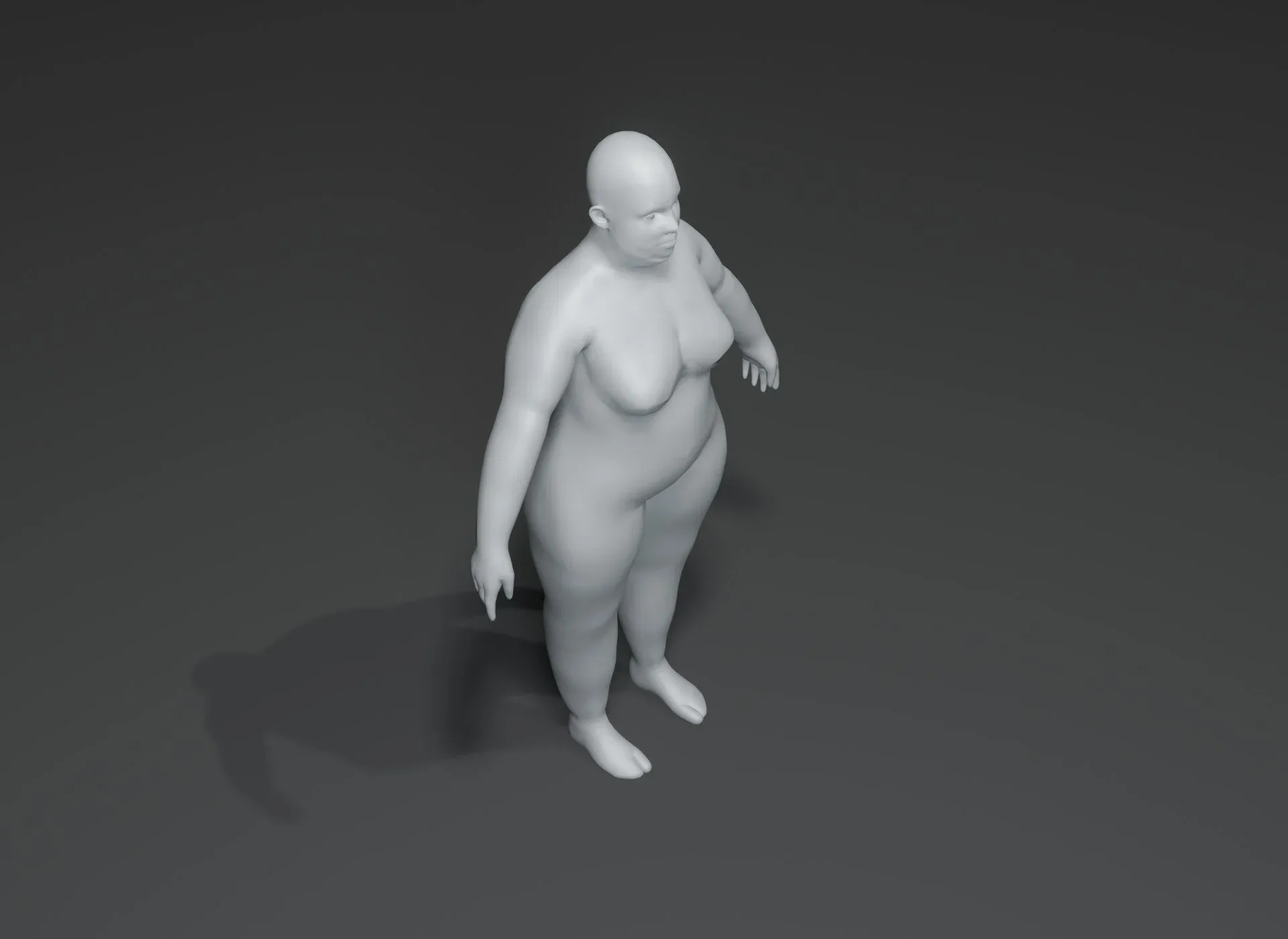 Female Body Fat Base Mesh 3D Model 10k Polygons