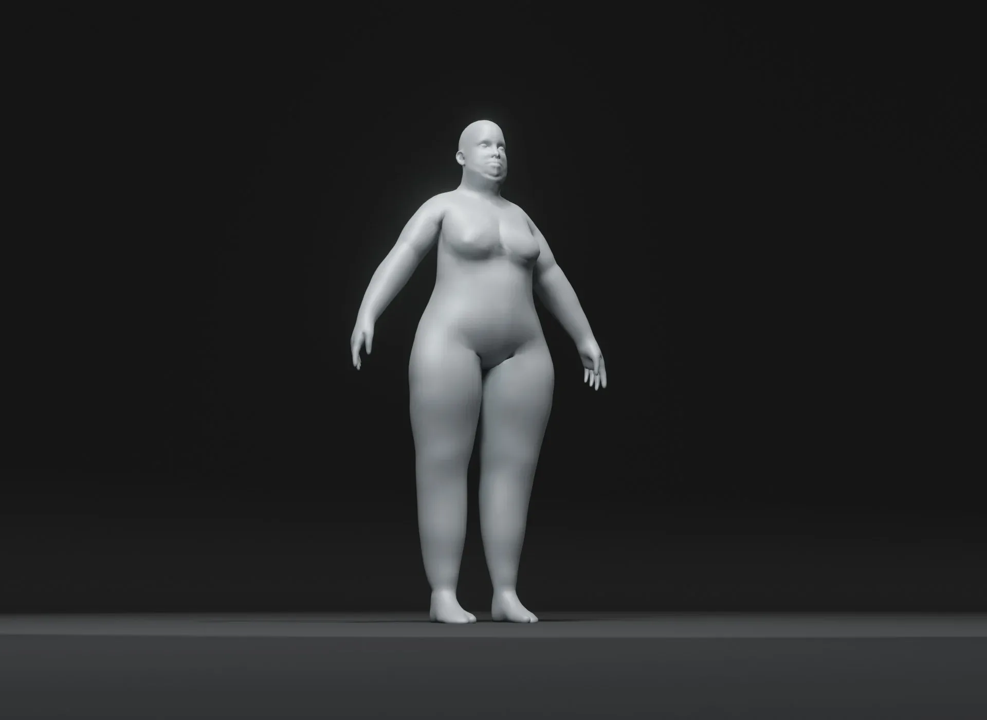 Female Body Fat Base Mesh 3D Model 10k Polygons