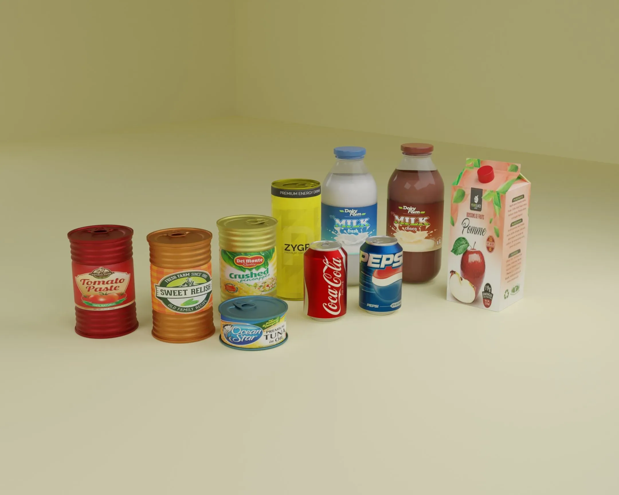 canned foods and drinks