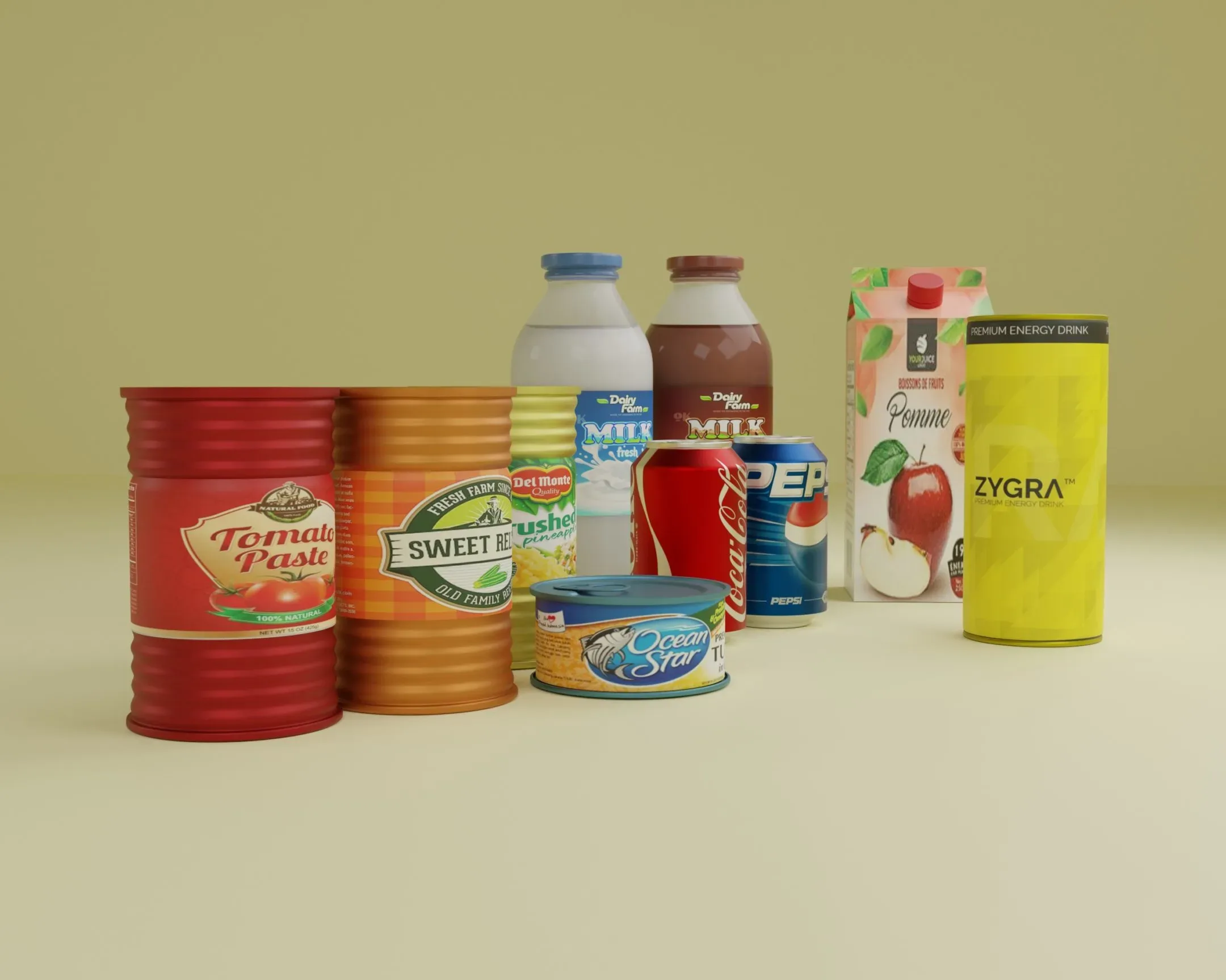 canned foods and drinks