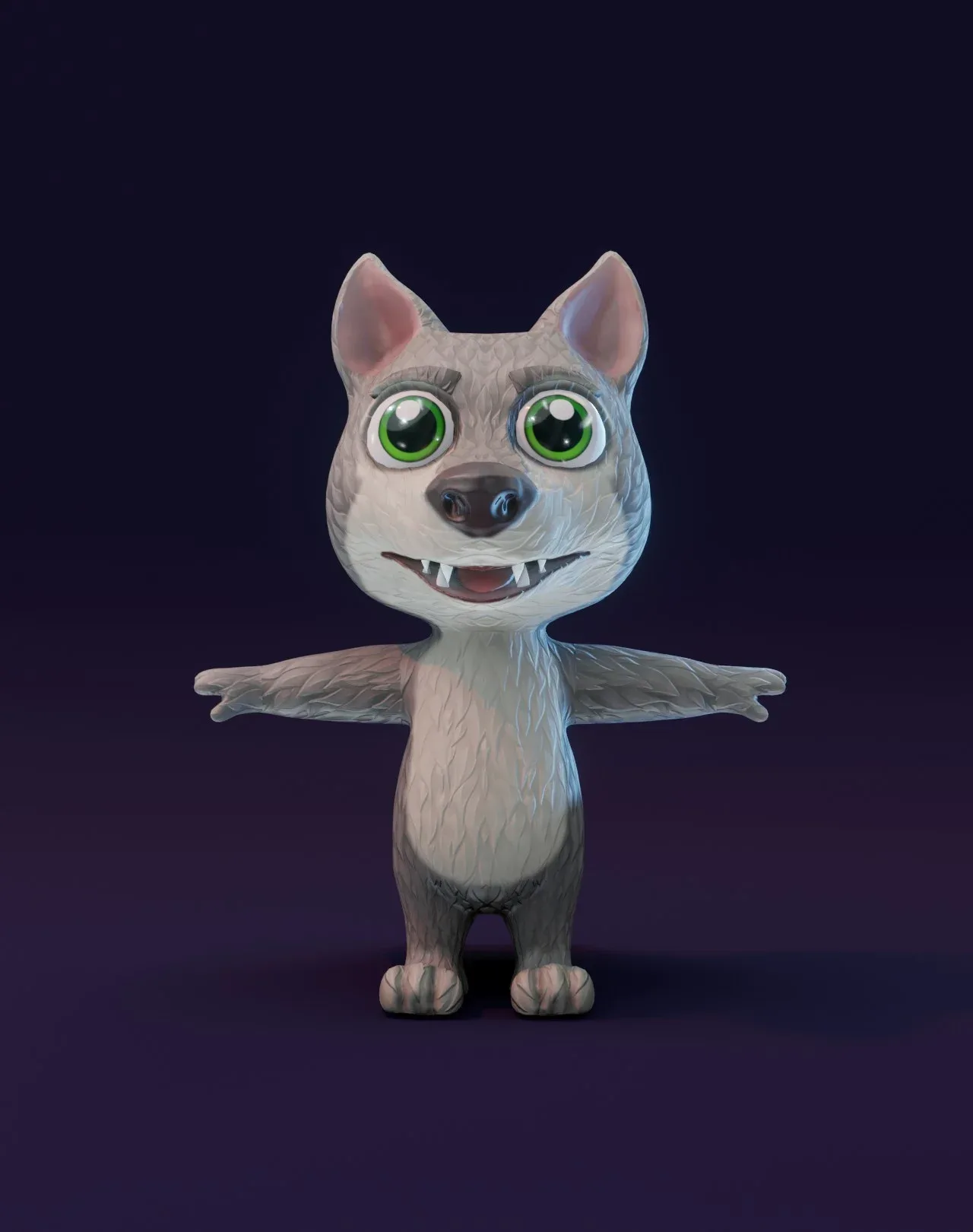 Cartoon Wolf Animated 3D Model