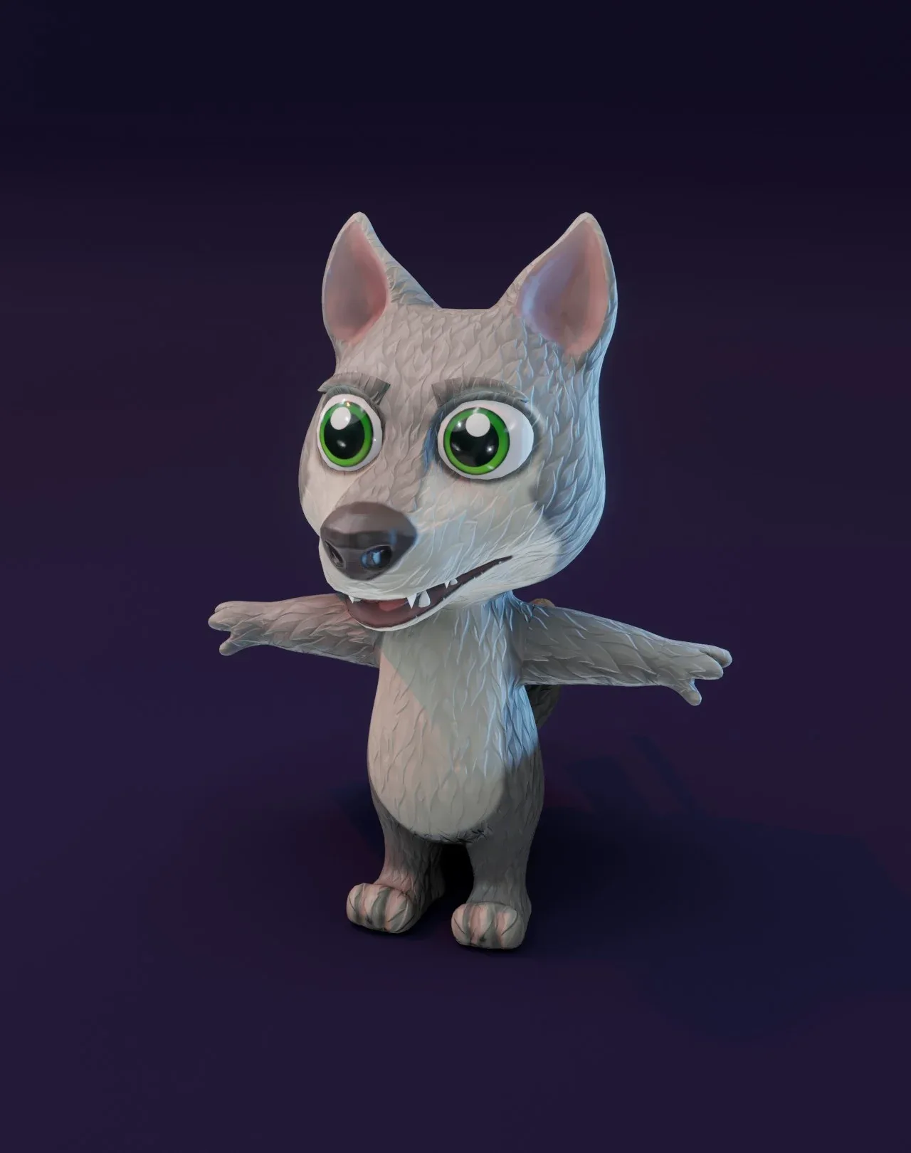 Cartoon Wolf Animated 3D Model