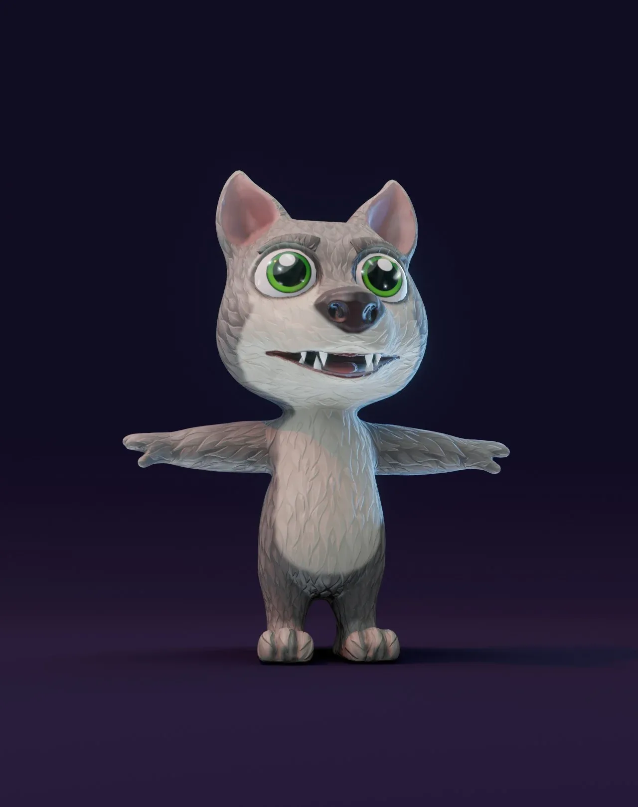 Cartoon Wolf Animated 3D Model