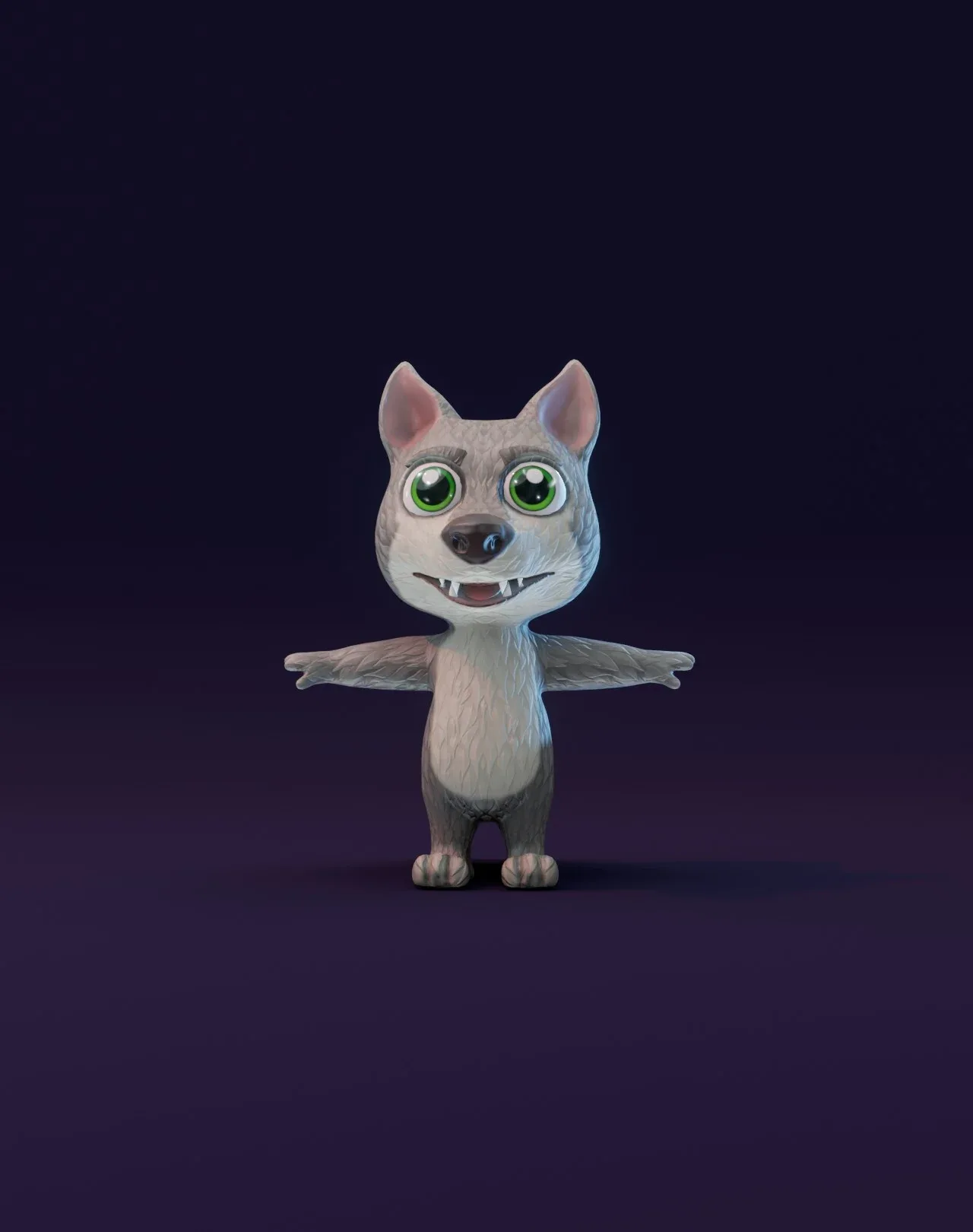 Cartoon Wolf Animated 3D Model