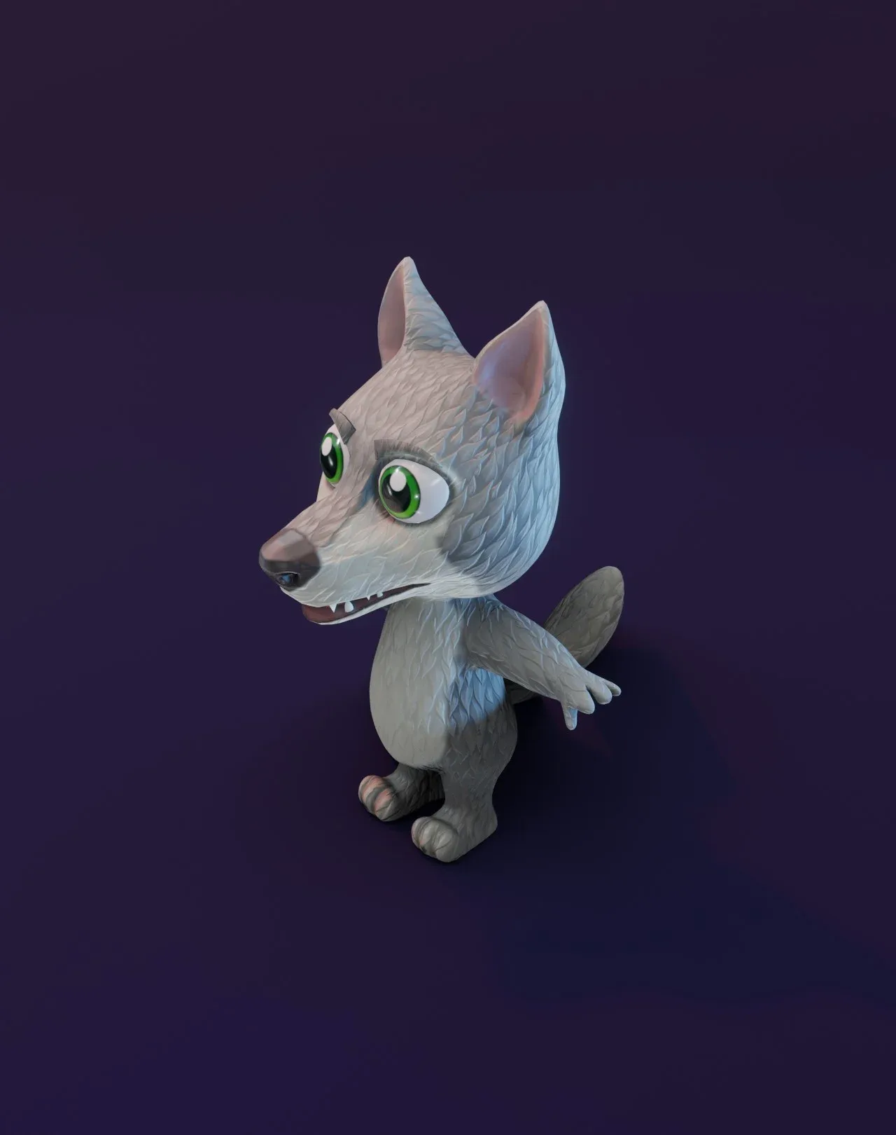 Cartoon Wolf Animated 3D Model