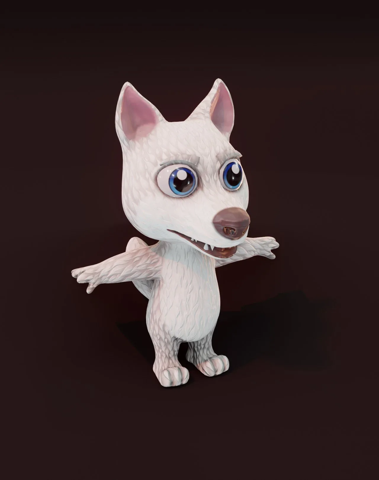 Cartoon White Wolf Animated 3D Model