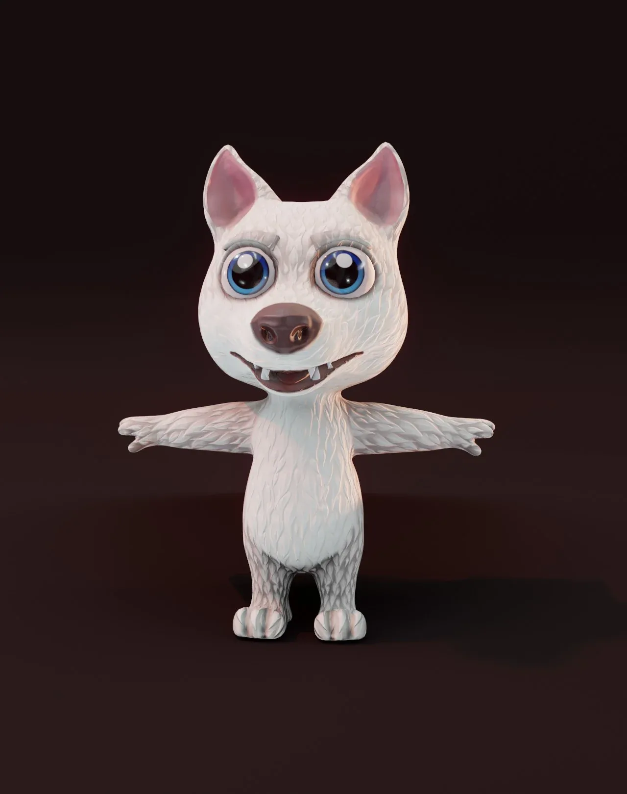 Cartoon White Wolf Animated 3D Model